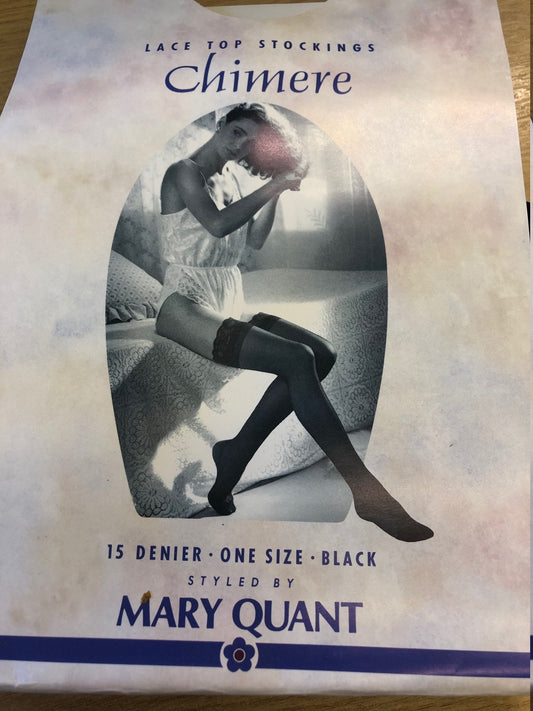 black lace top stockings Vintage Retro black MARY QUANT