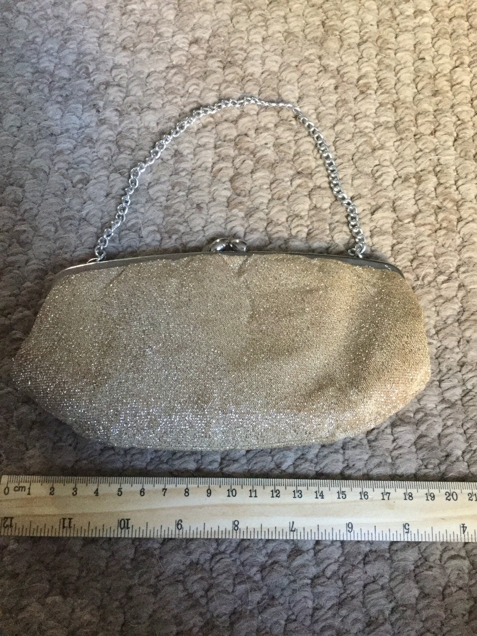 Vintage Retro 1960s 1970s silver chain Gold Lurex Handbag clutch Evening bag