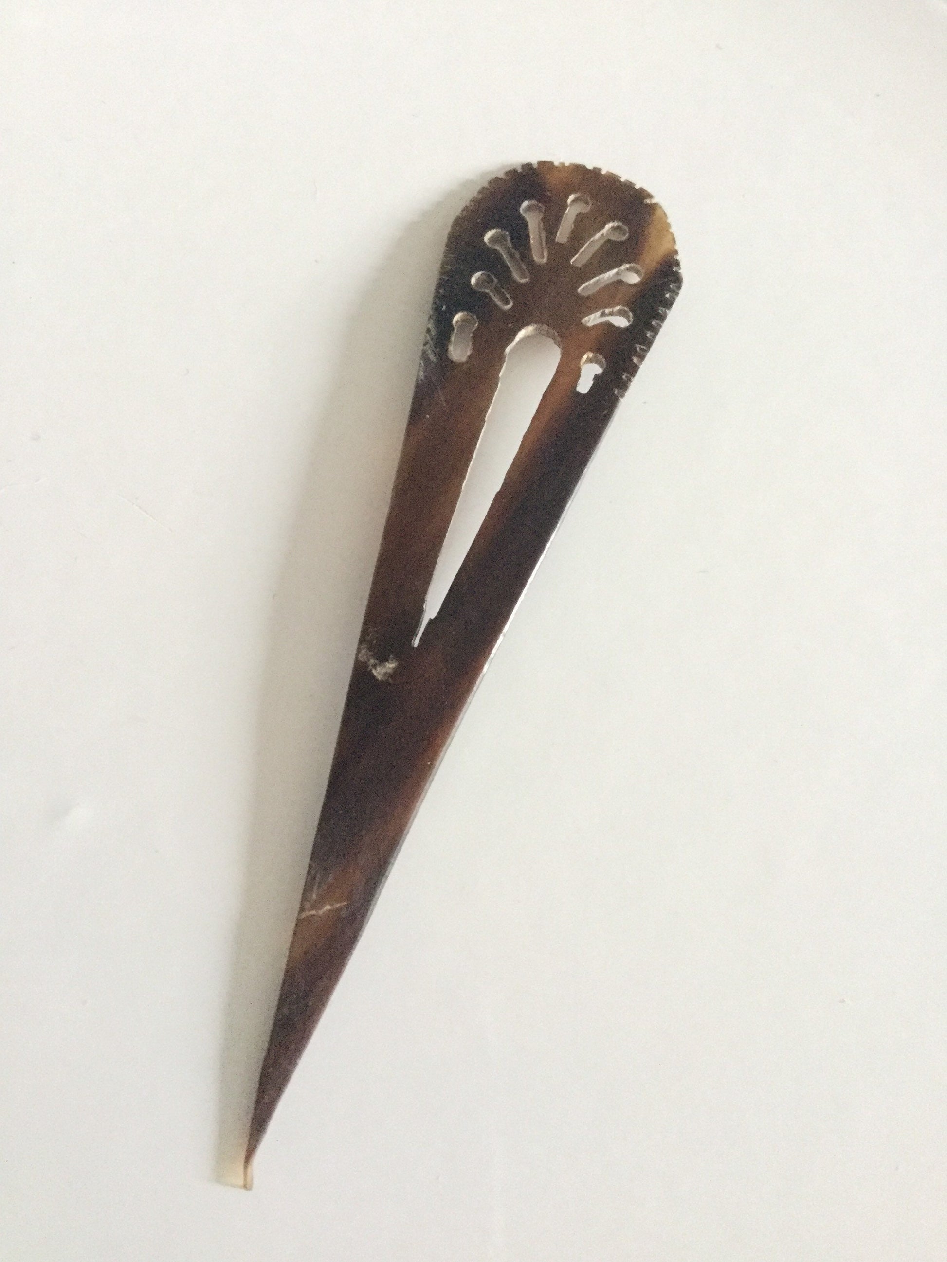 Antique Vintage Edwardian French Bone or Horn or faux tortoiseshell Hair comb grip 1 prong