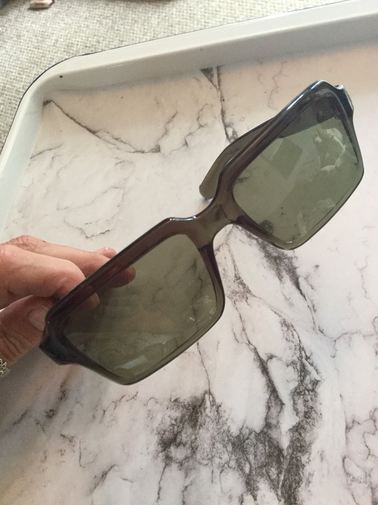 True vintage retro 1960s SOLFLEX Italy children’s Khaki olive GREEN sunglasses
