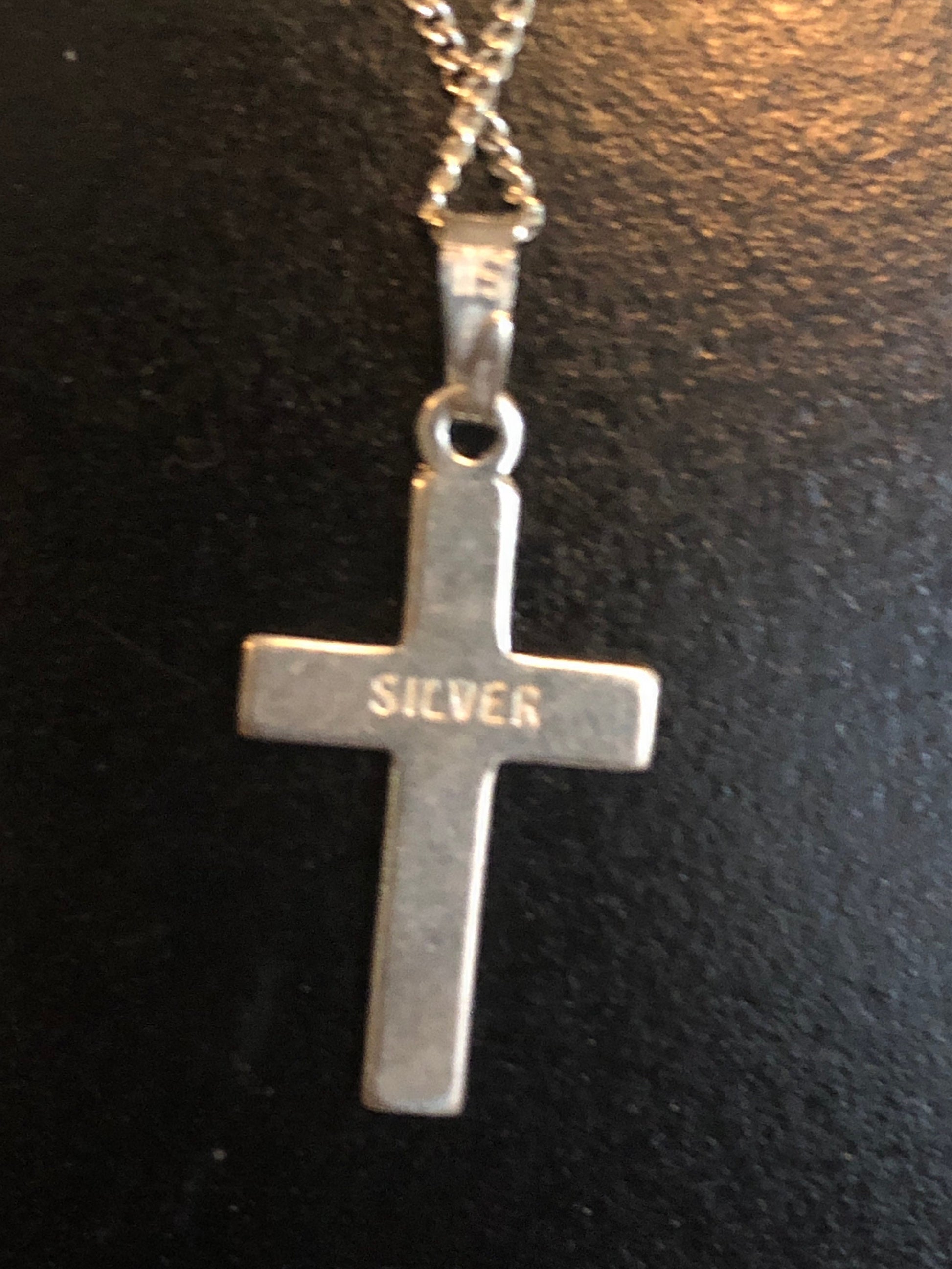 Sterling 925 silver religious cross pendant and chain