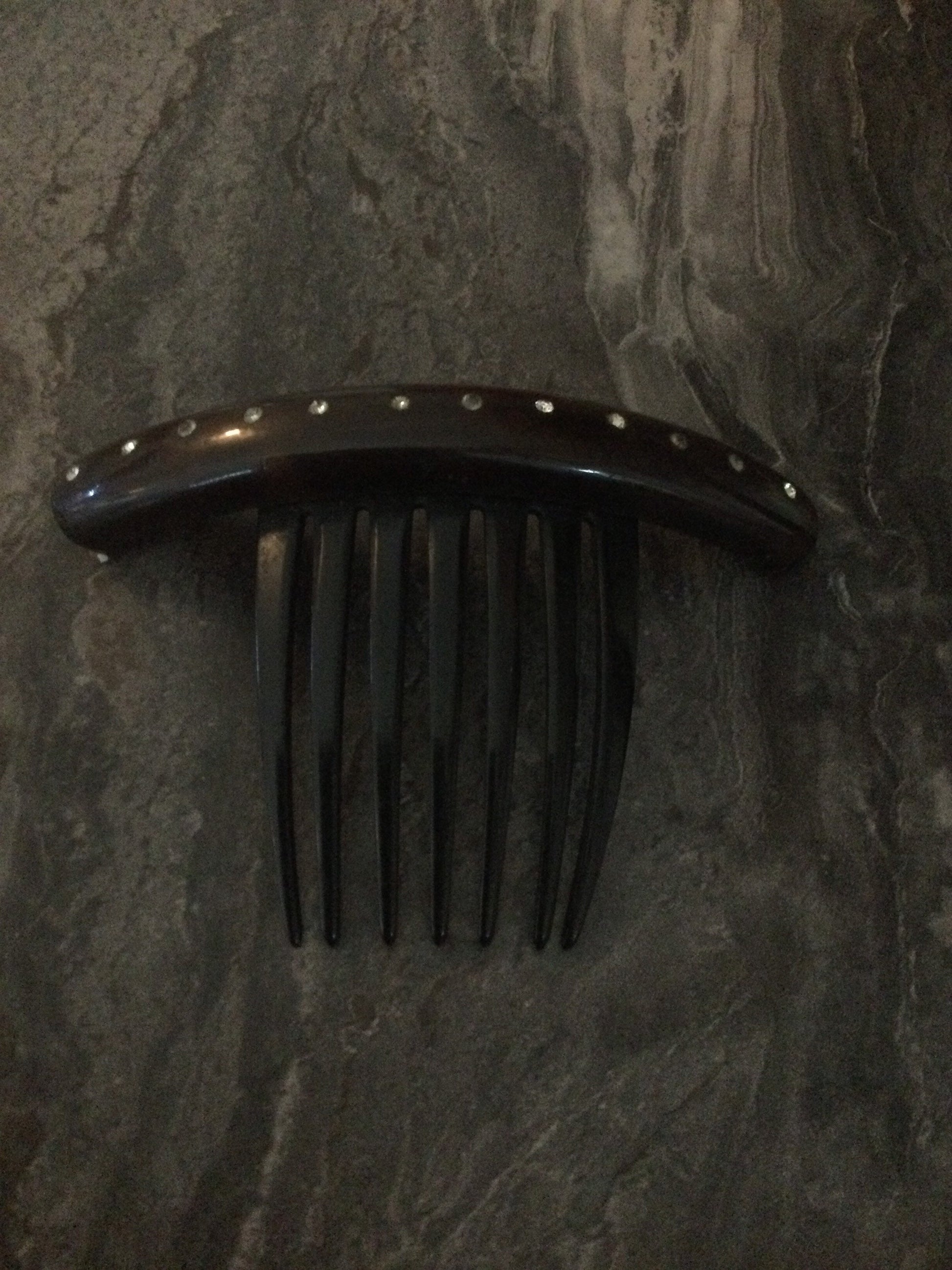Vintage faux Brown Faux Tortoiseshell diamanté paste Hair Slides comb