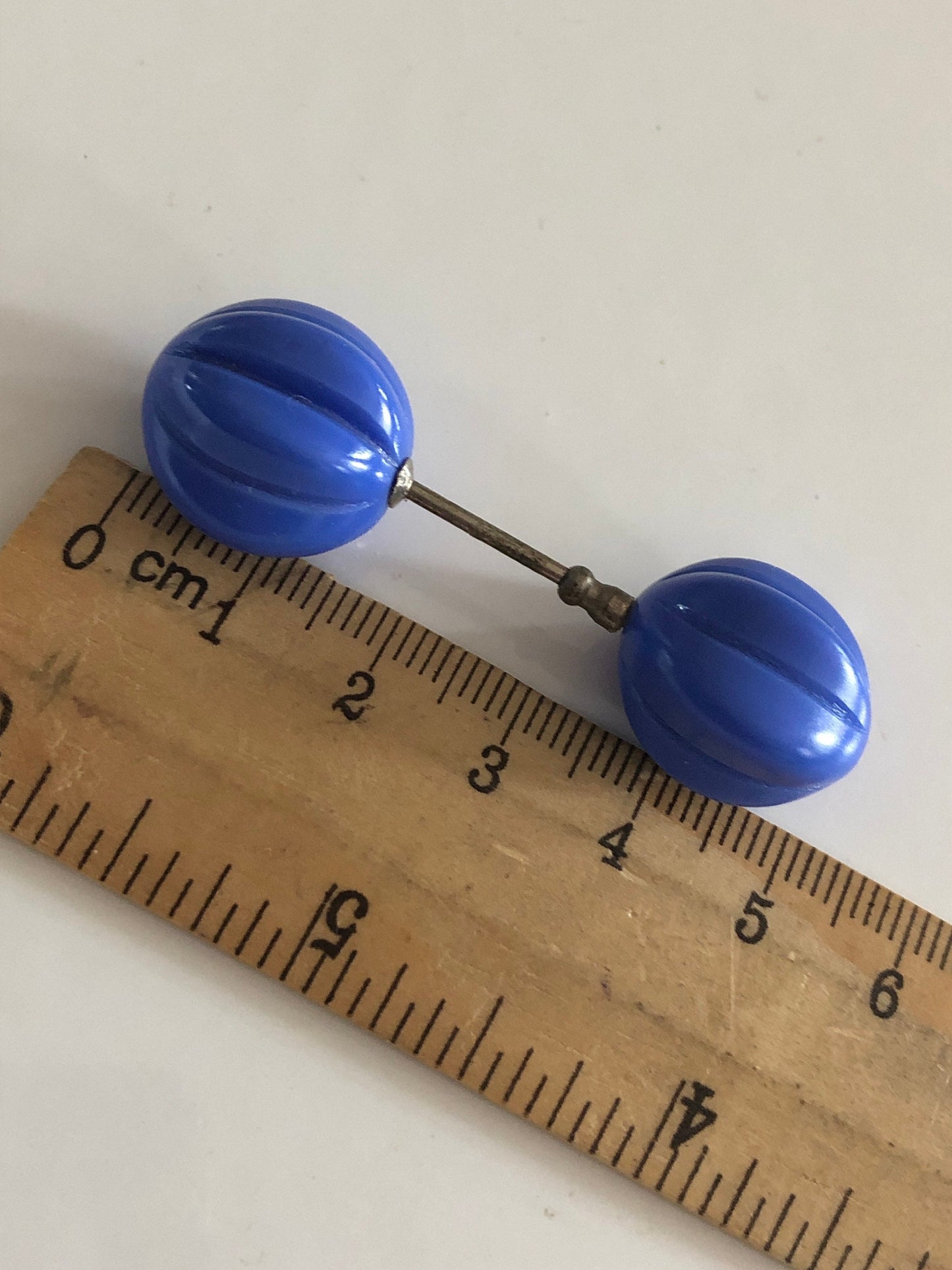 Art Deco early French blue glass double ended threaded pin hat pins hair pin stick pin jabot pin brooch