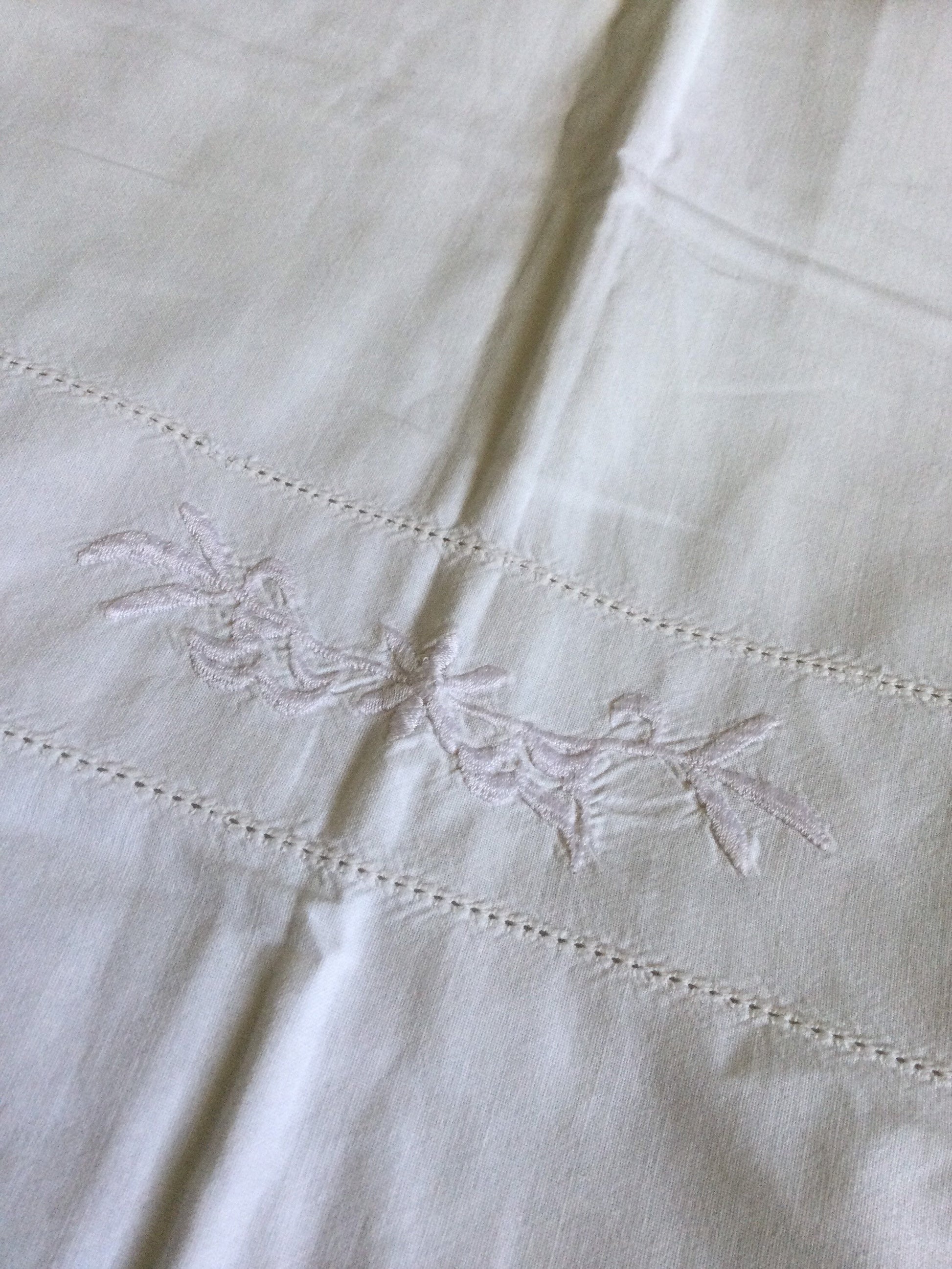 large square pillowcase cover single tie ends embroidered white cotton floral