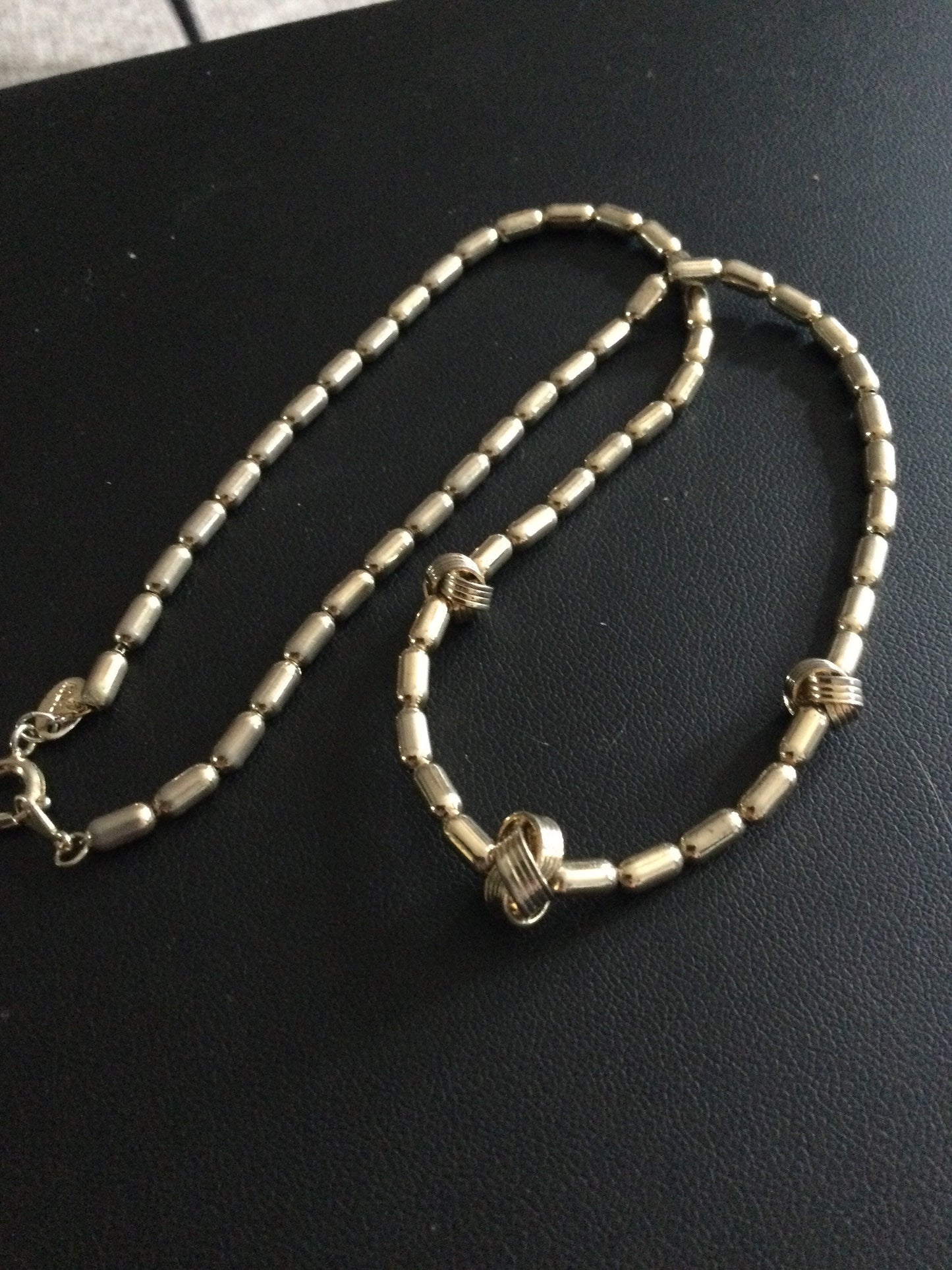 Signed CITATION beaded gold chain knot necklace