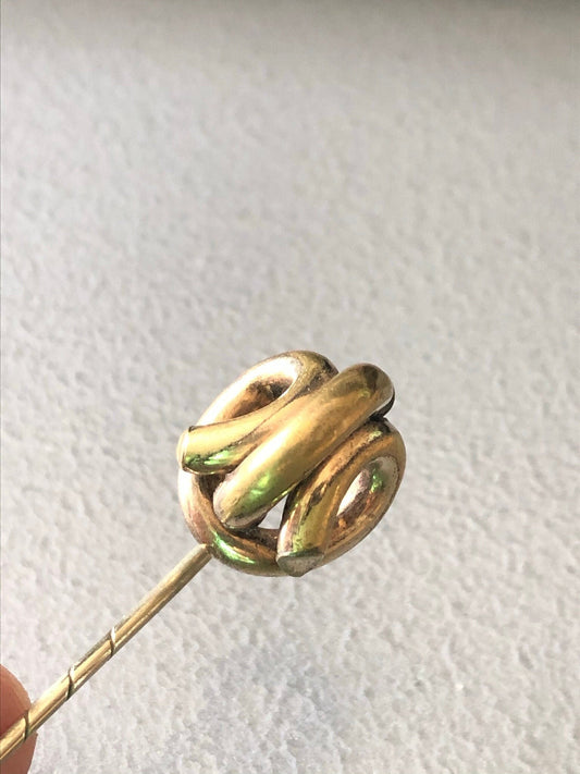 Antique yellow metal gold celtic circle knot Stick Pin