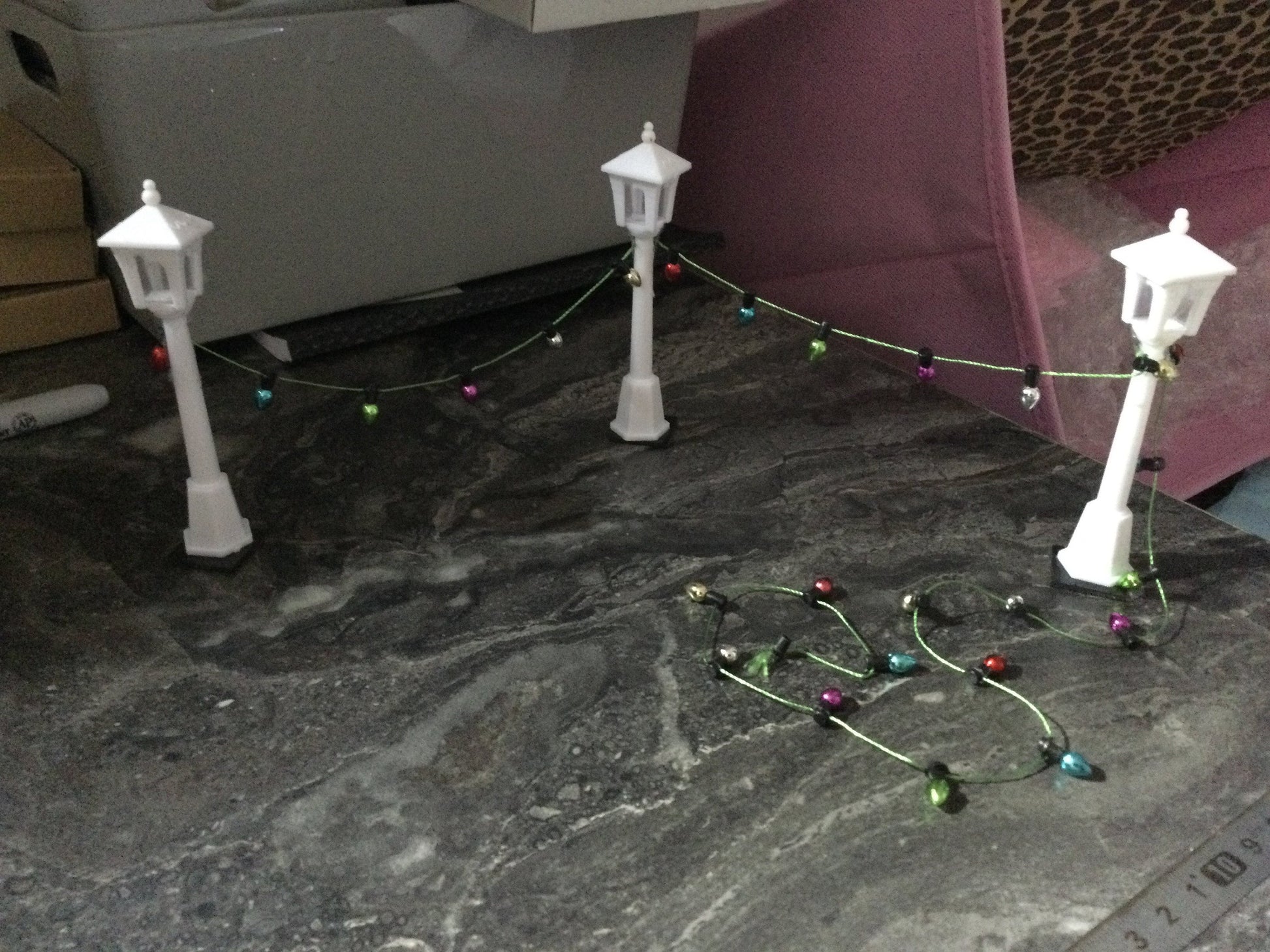 50cm string of Miniature Christmas non working fairy lights cake toppers