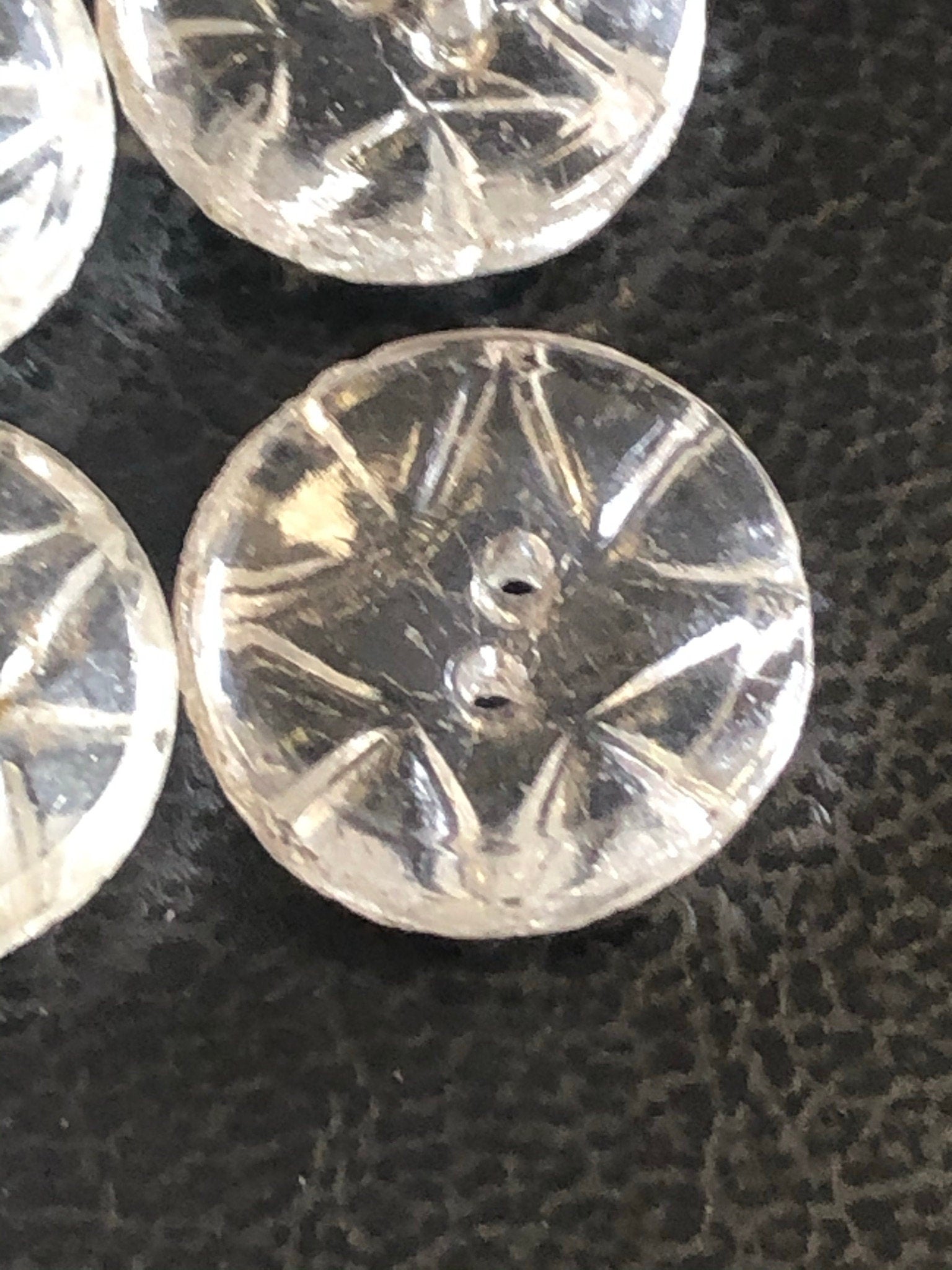 9 x 16mm 17mm star Antique Clear Cut Glass Victorian Sewing Buttons