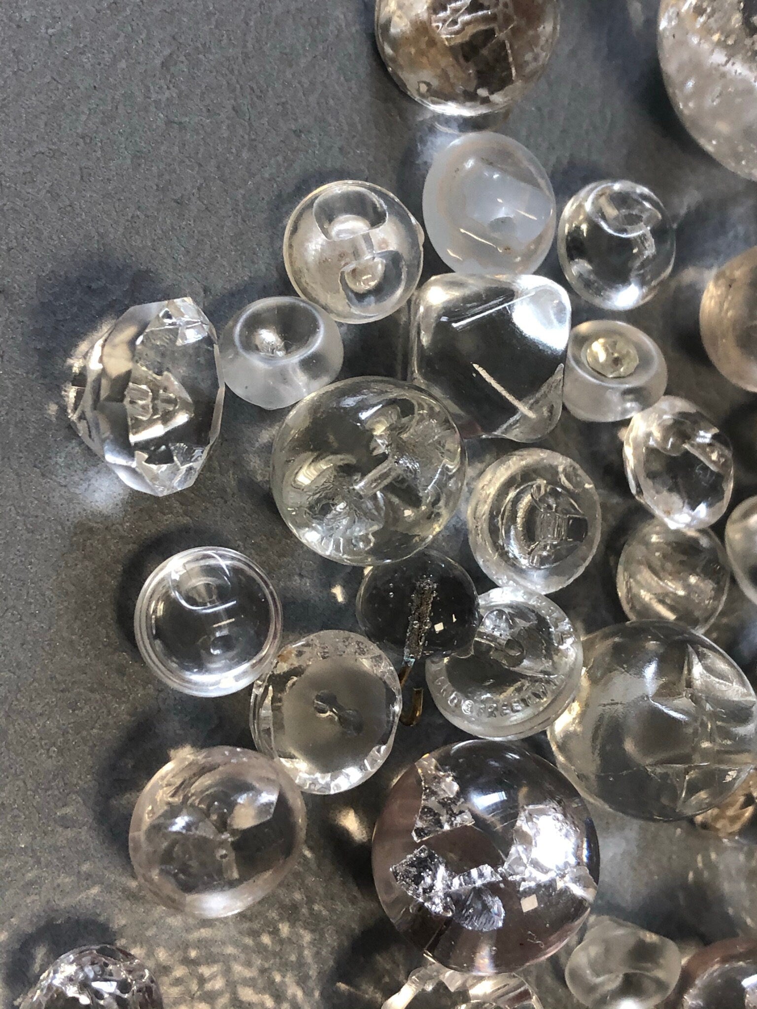 job lot xl old cut moulded 45 round sphere domed glass buttons