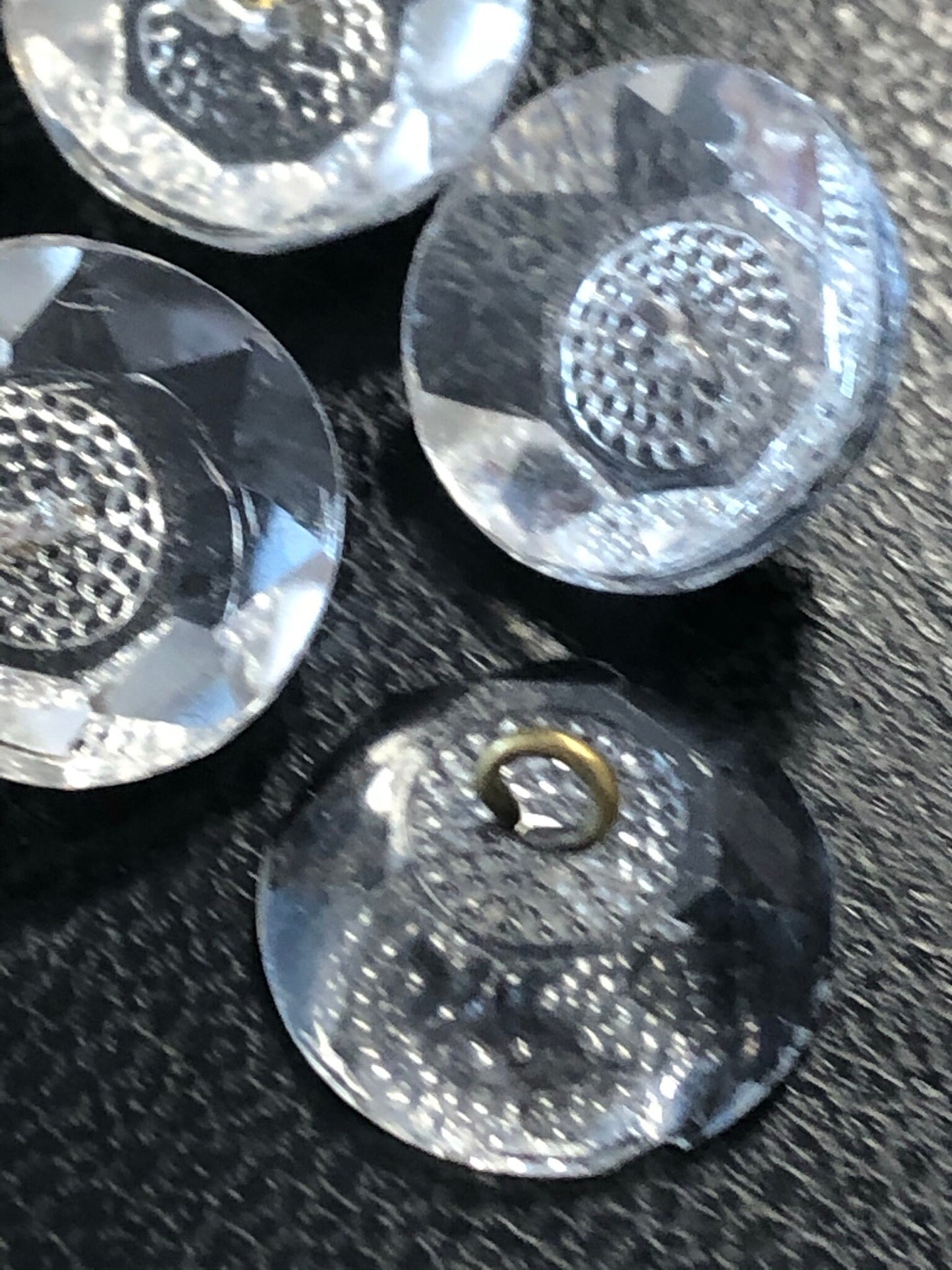 job lot metal shank 4 x 18mm 19mm medium Antique Clear Cut Glass Sewing Buttons