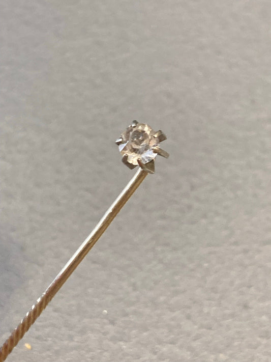 Antique white metal silver mount stick pin small diamante clear paste Victorian Twist Stick Pin