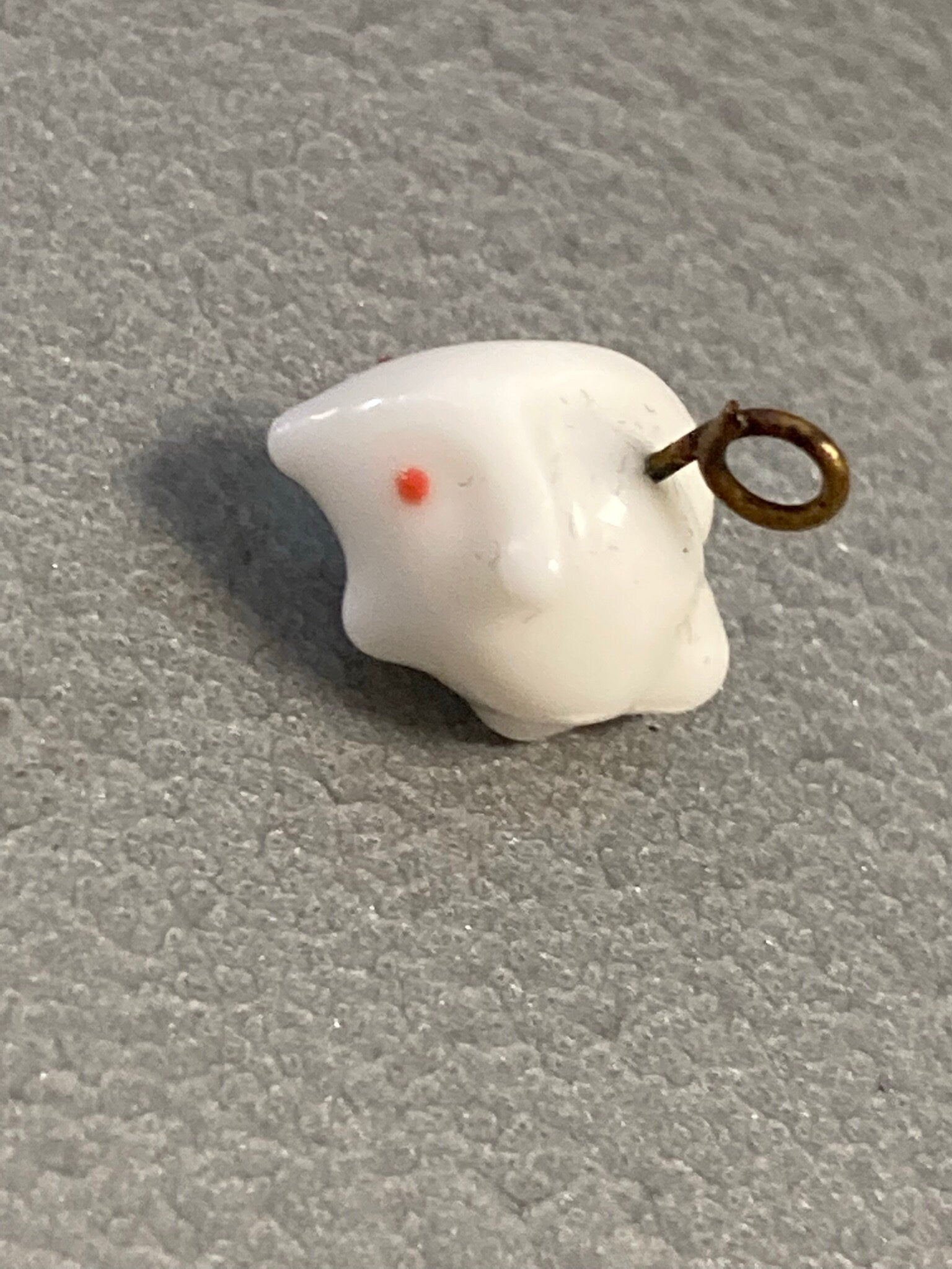Small White Mouse or Rabbit Lucky Charm Antique 1900s Neiger white milk