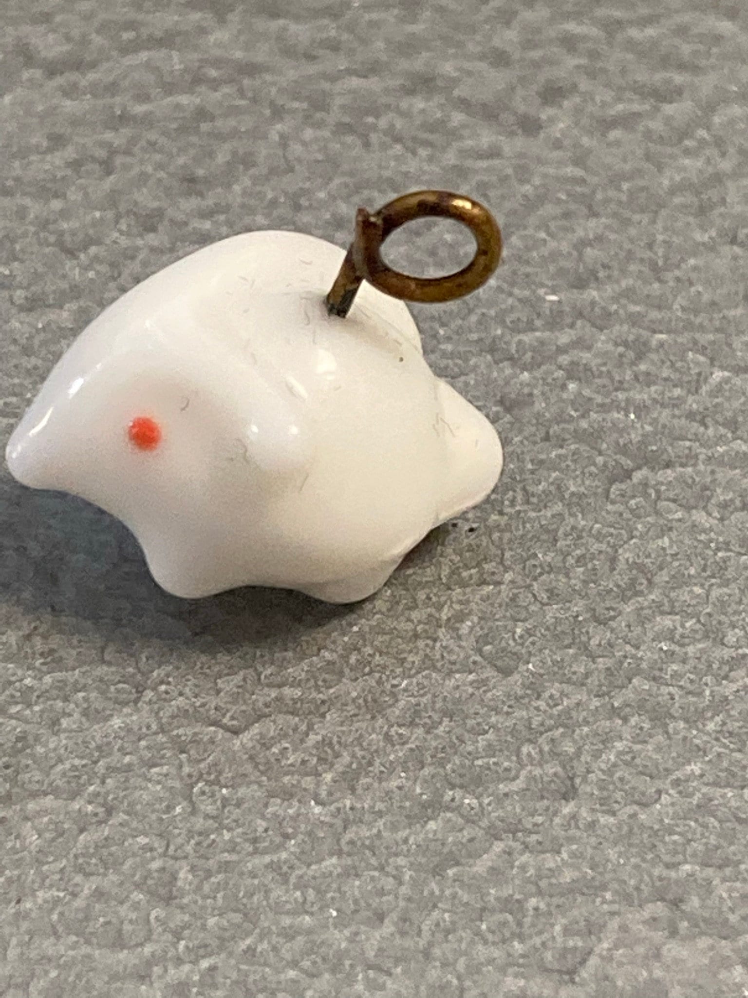 Small White Mouse or Rabbit Lucky Charm Antique 1900s Neiger white milk