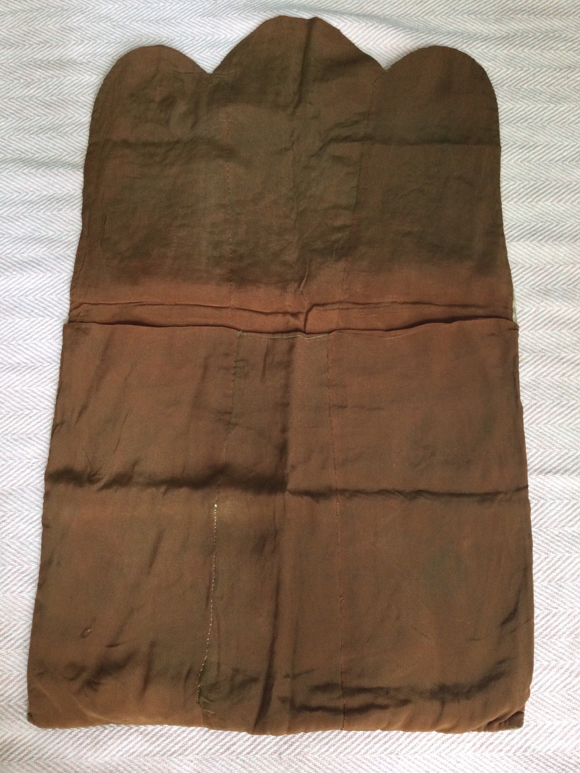 1940s hand embroidered brown shot SILK vintage hosiery or pyjama case ladies stockings