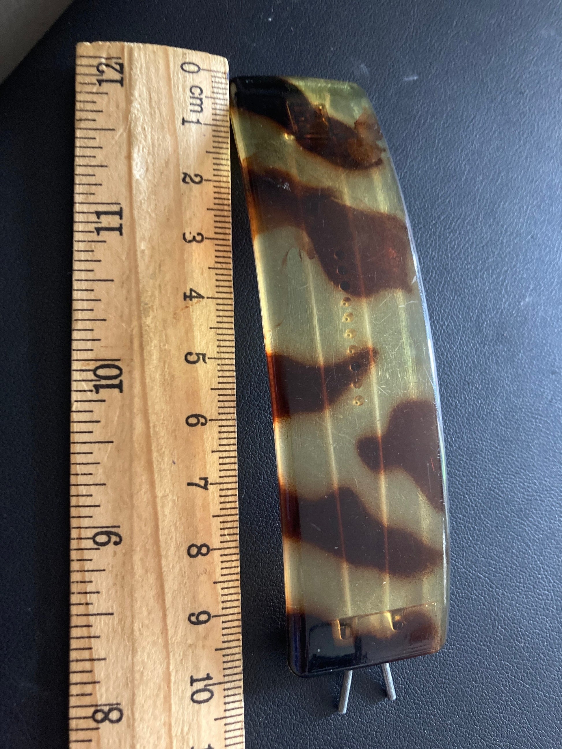 Barrette Hair Clip slide Brown Faux Tortoiseshell Plastic Grip 10cm