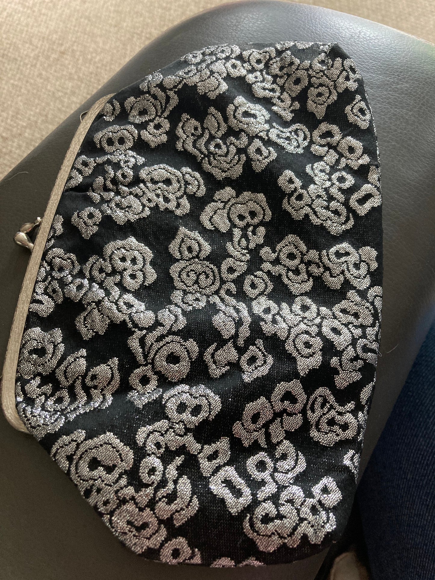 Vintage black Silver lurex party evening bag purse handbag