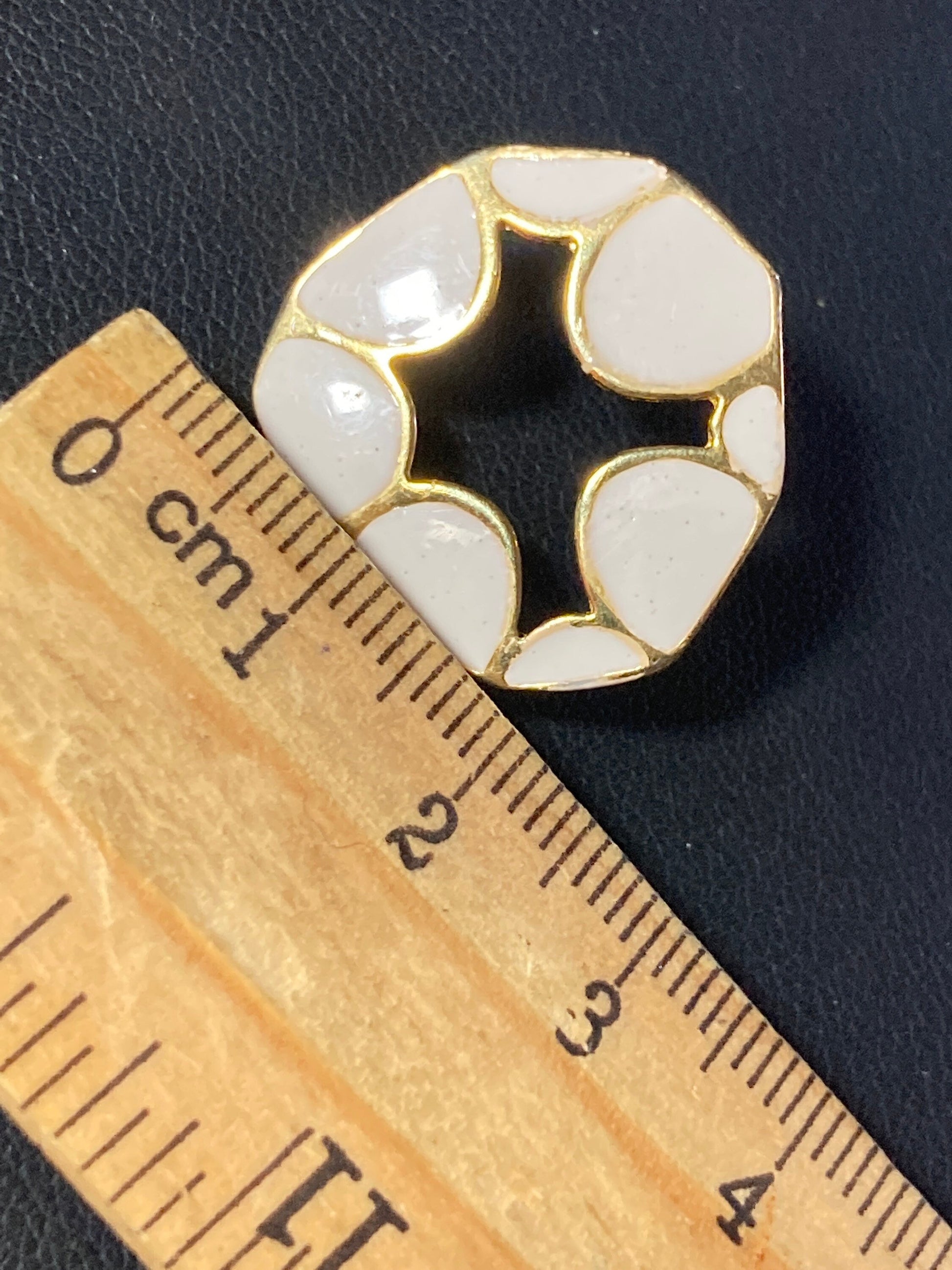 Vintage white enamel stud earrings gold tone
