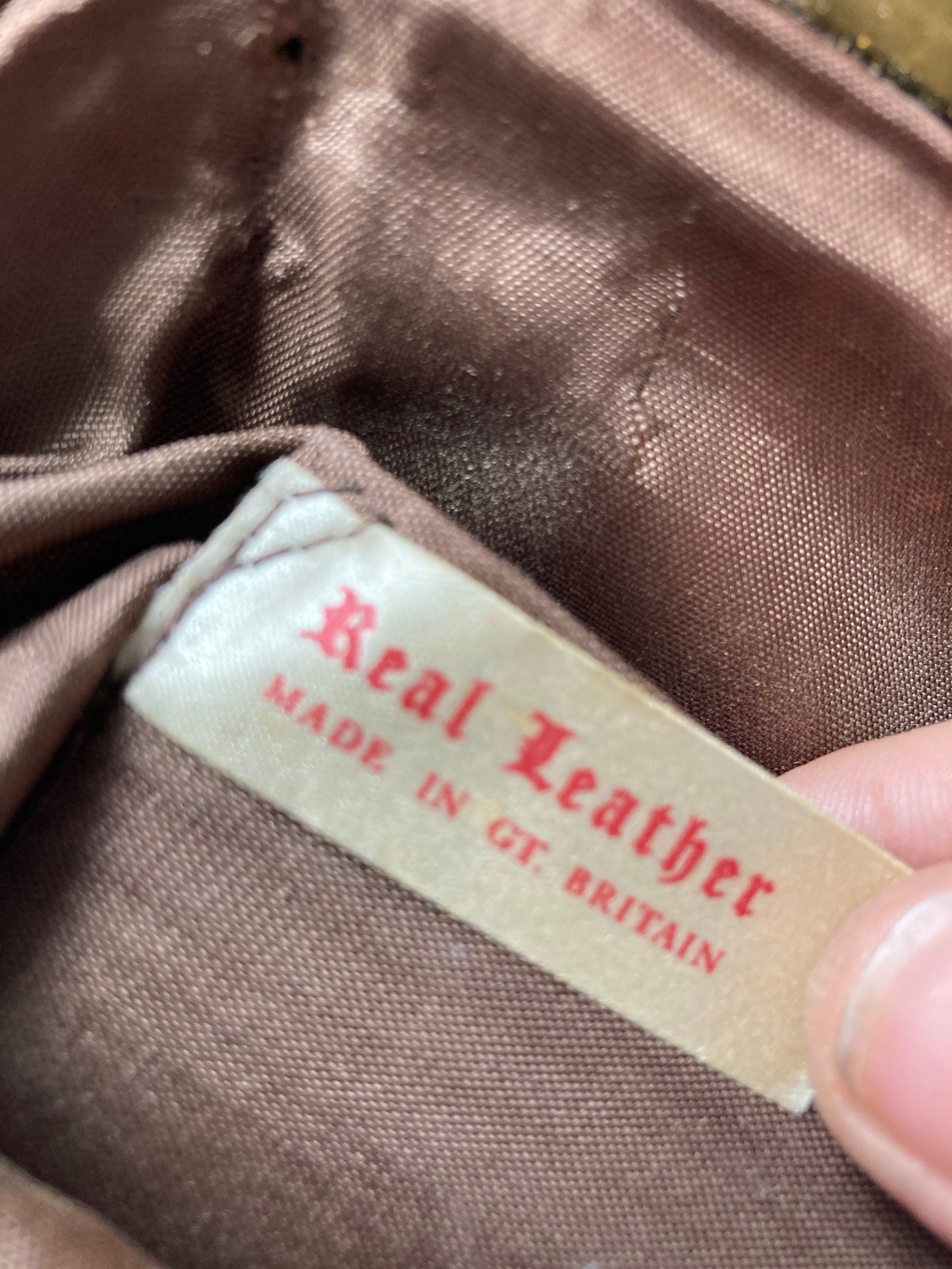 Antique Vintage 1930s to 1950s brown suede leather deep Evening Purse day Bag Handbag