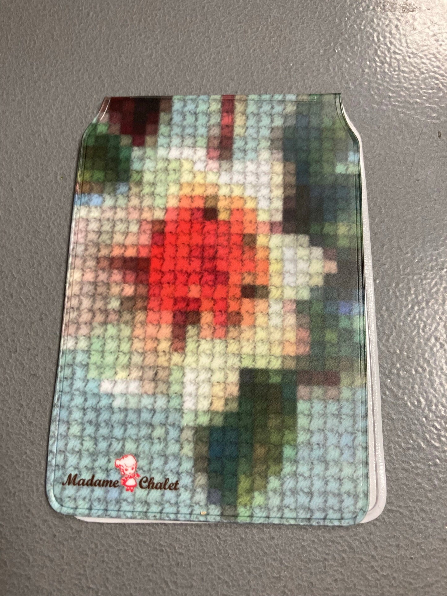 Vintage Retro KITSCH floral cross stitch plastic credit card business card case oyster card holder case