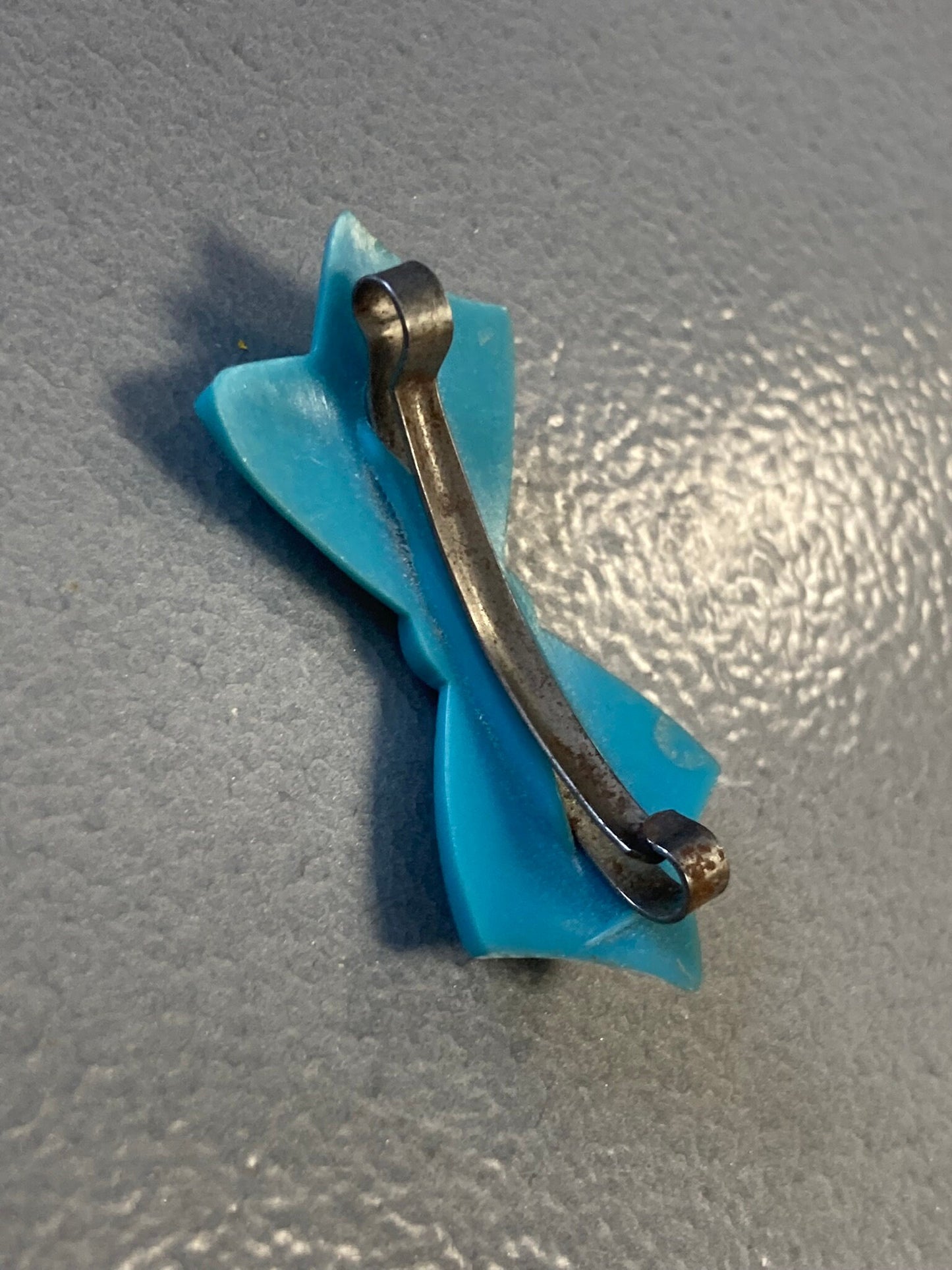 Vintage blue bow hair clip 1940s Plastic Hair Grip slides Clip