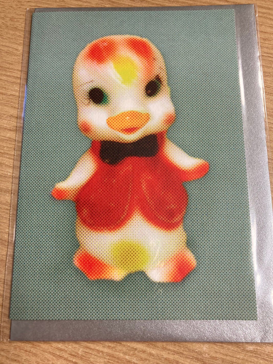 Vintage retro kitsch cute duck chick duckling plain greetings card