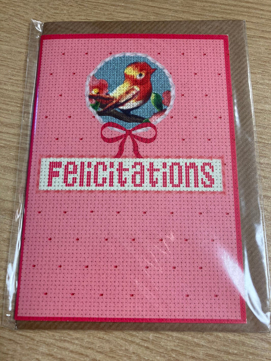 French Felicitations Vintage retro kitsch congratulations for her plain greetings card