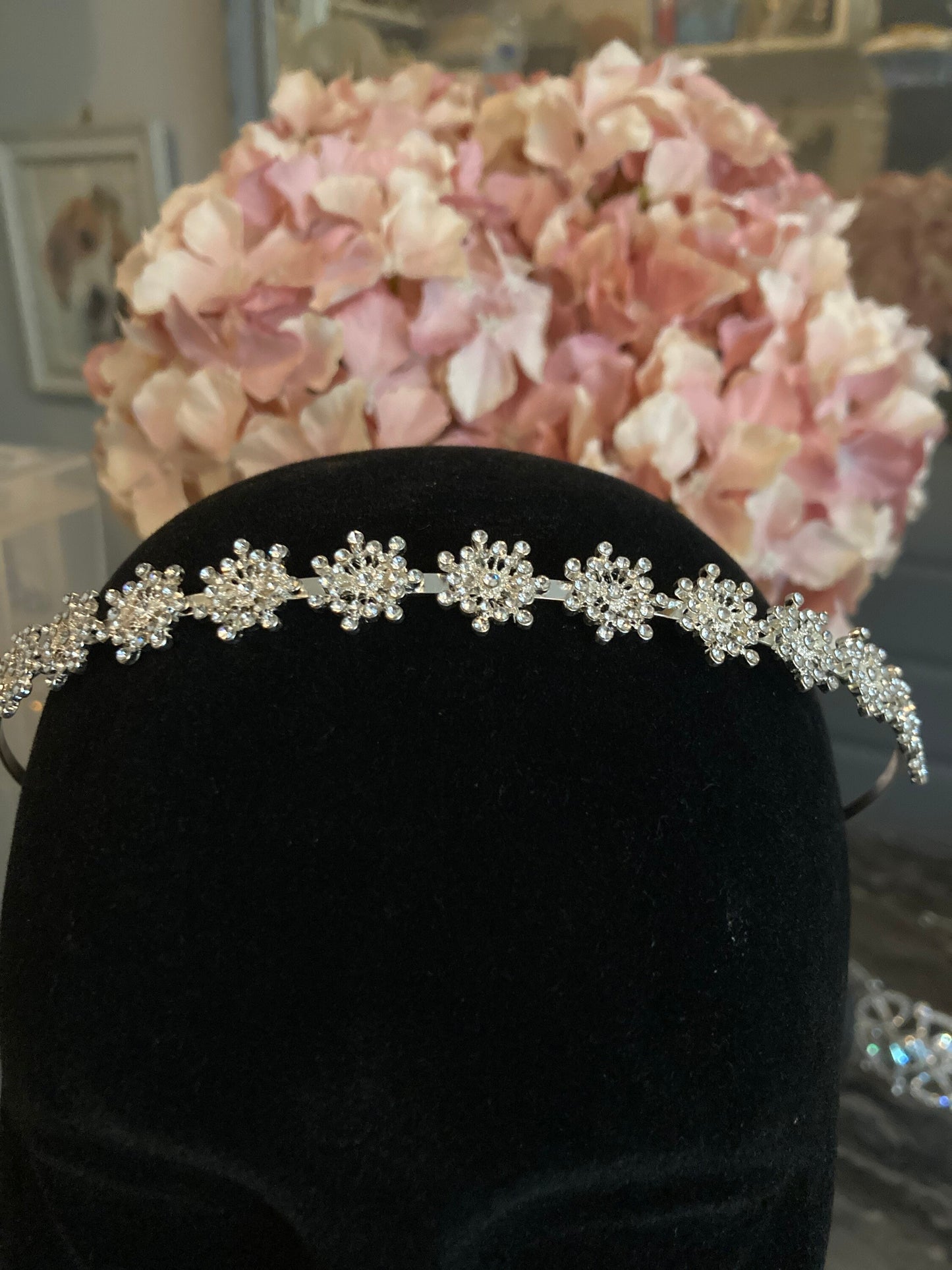 silver tone diamanté tiara clear crystal rhinestones wedding