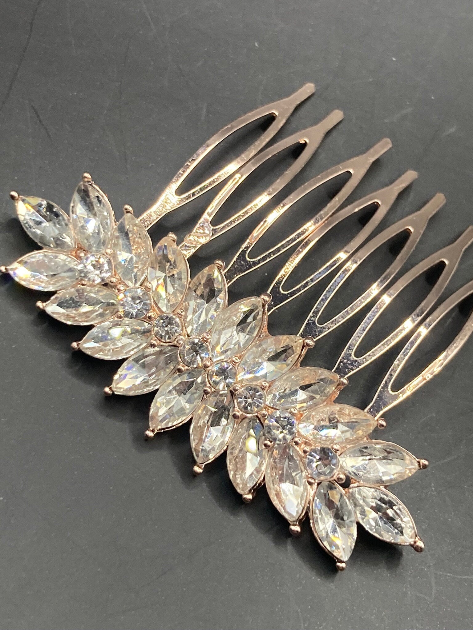 clear rhinestone paste diamanté crystal hair slide clip