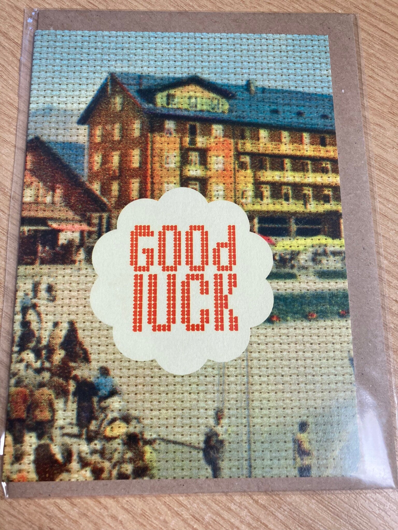 Swiss good luck in new job  card 1980s Vintage retro kitsch French