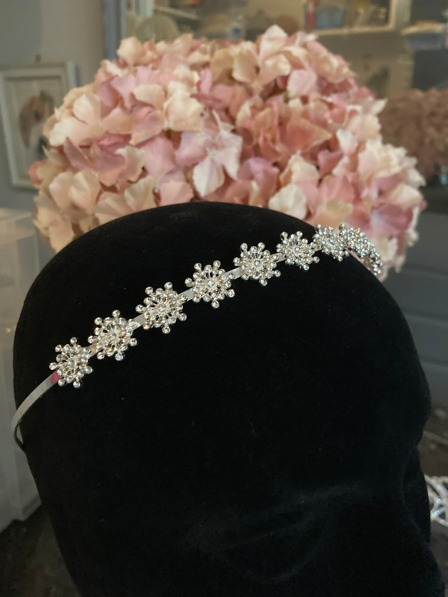 silver tone diamanté tiara clear crystal rhinestones wedding
