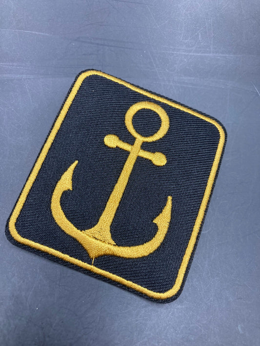 Iron On Nautical Anchor Patch appliqué Black Gold