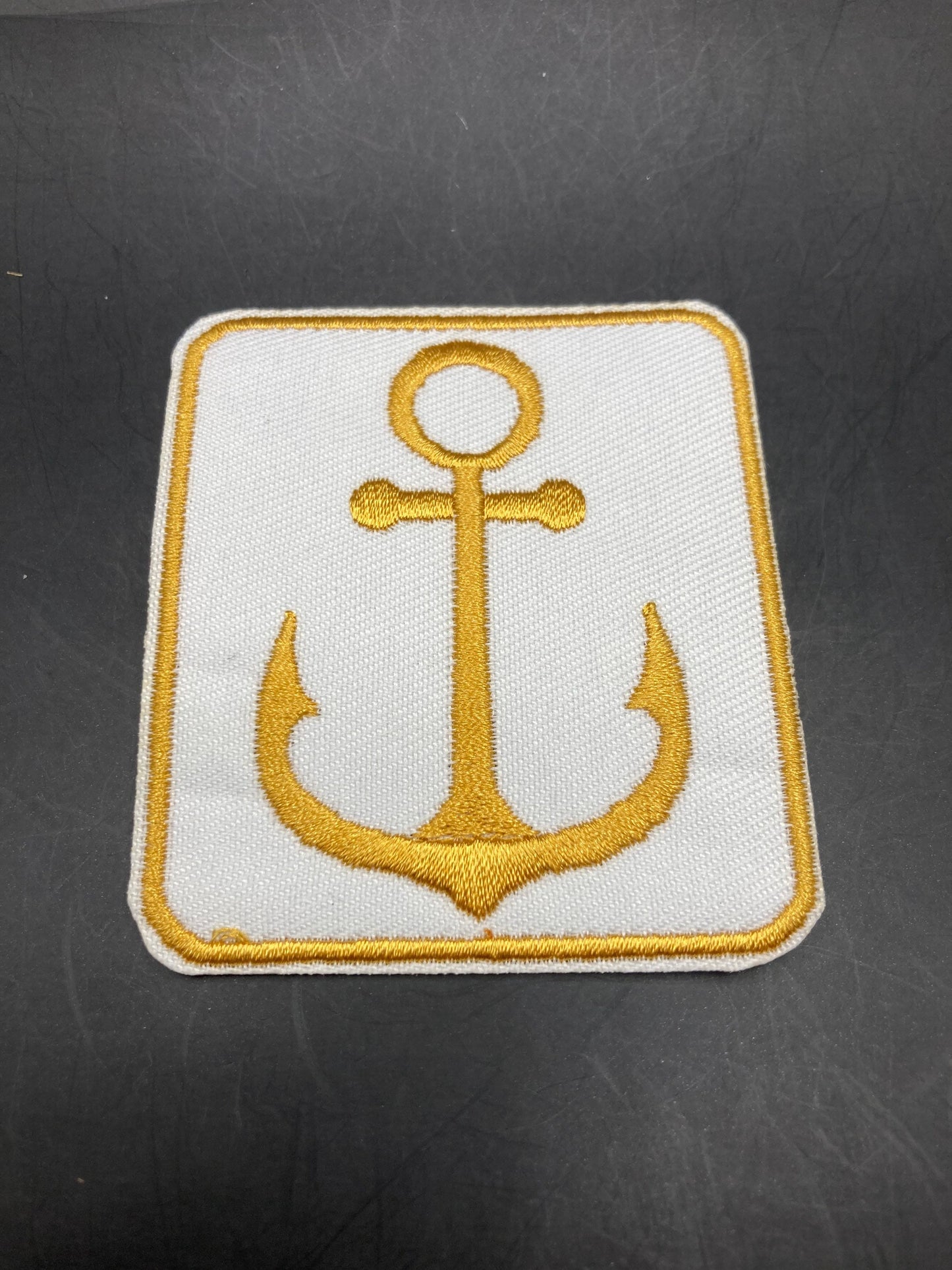 Iron On Anchor Patch appliqué White and Gold nautical
