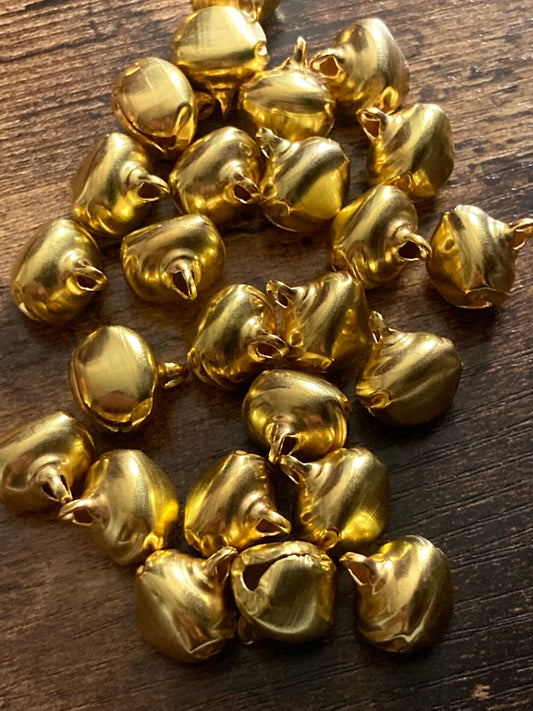 Pack of 25 14mm brass metal mini gold bells