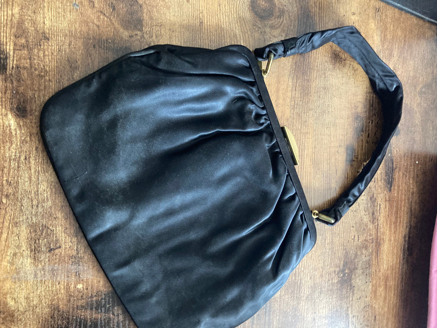 Signed BAGCRAFT vintage black satin high end evening bag