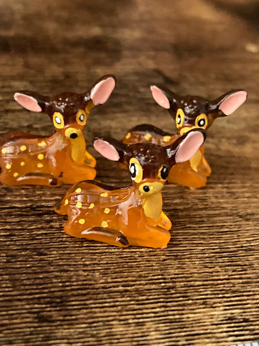Set of three cute sitting fawn Bambi deer plastic cake topper
