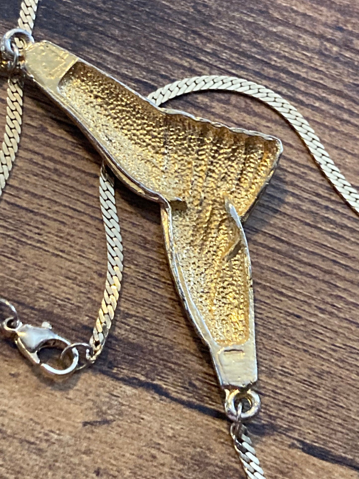Vintage gold tone and black enamel flat chain choker necklace 50cm