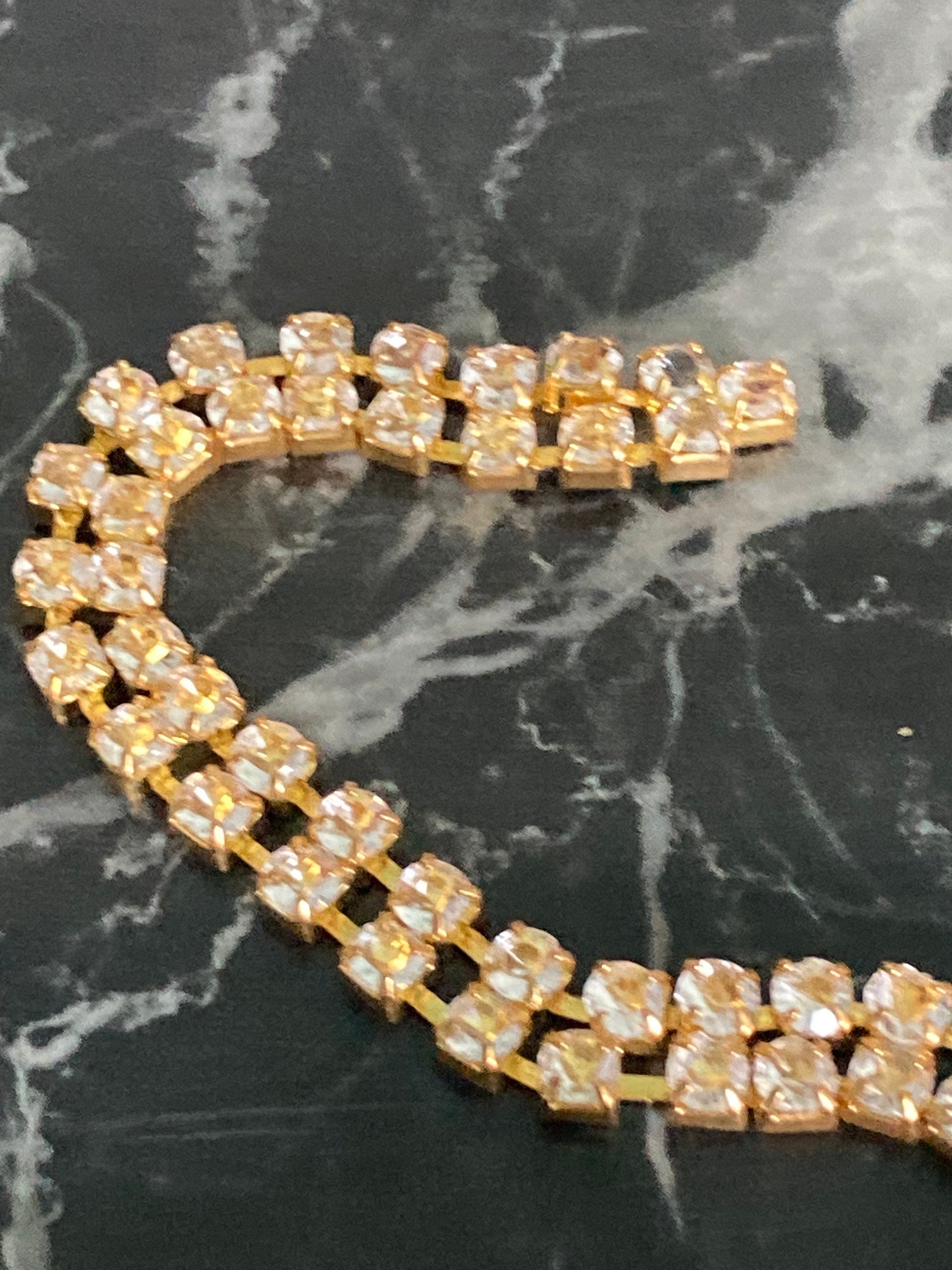 gold tone diamanté crystal adjustable rhinestone buckle bracelet