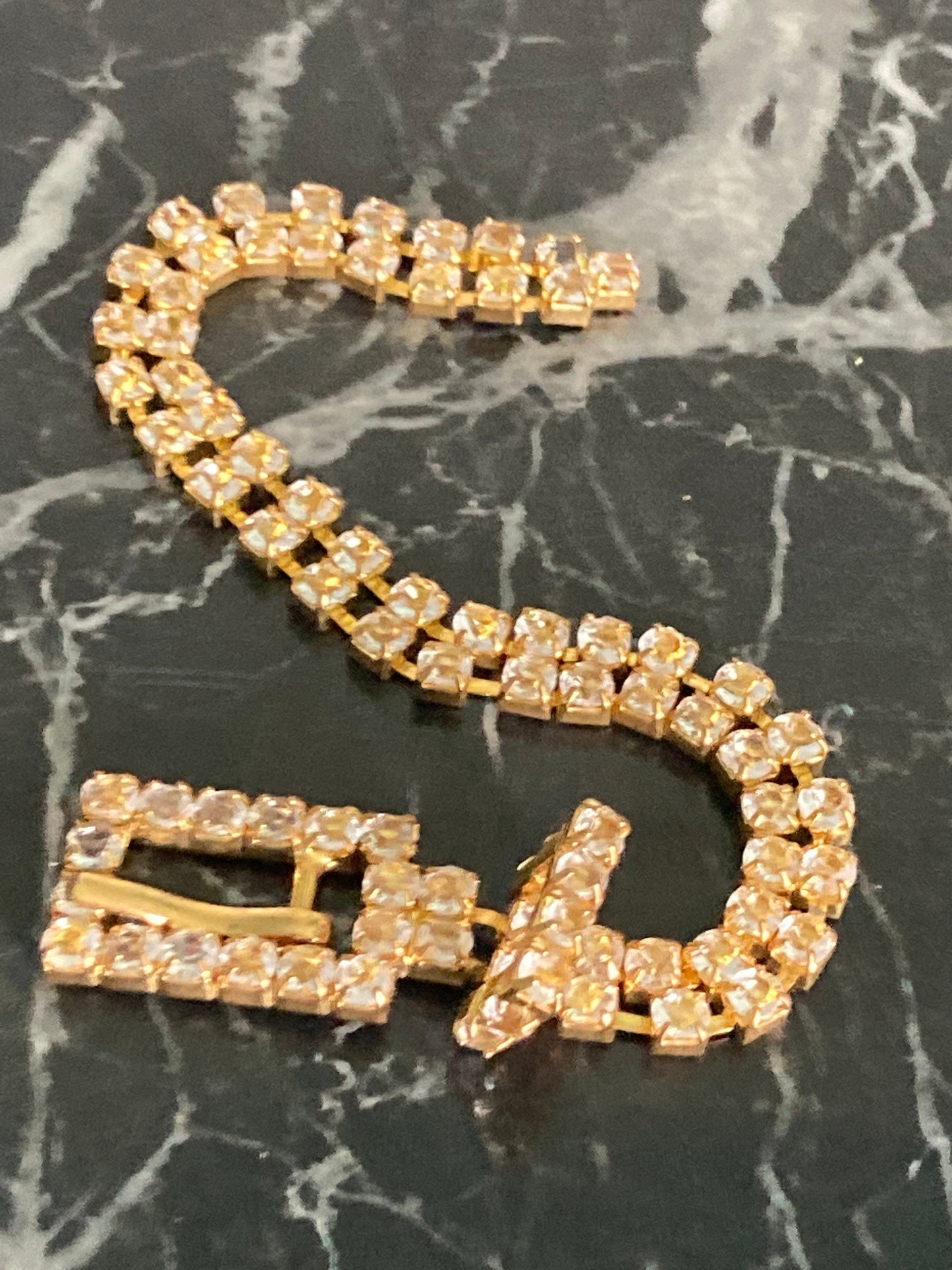 gold tone diamanté crystal adjustable rhinestone buckle bracelet