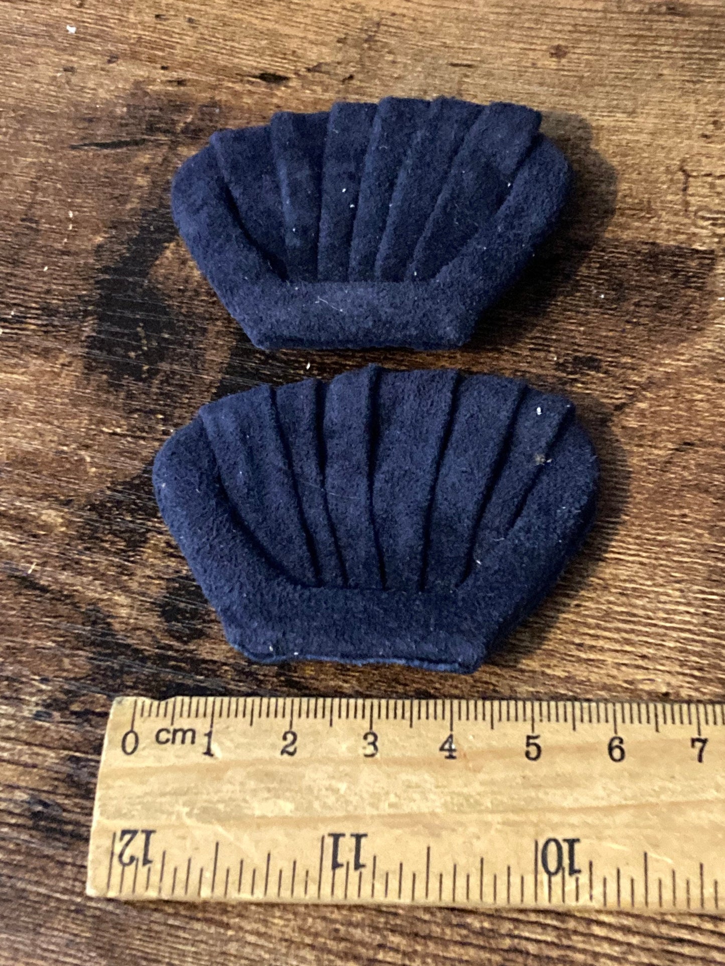 Navy Blue suede leather and gold tone shoe clips Vintage