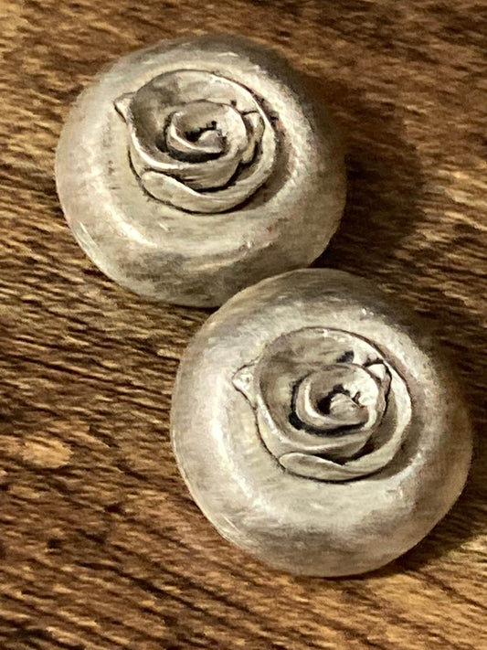 brutalist silver tone metal clip on Round stud earrings vintage