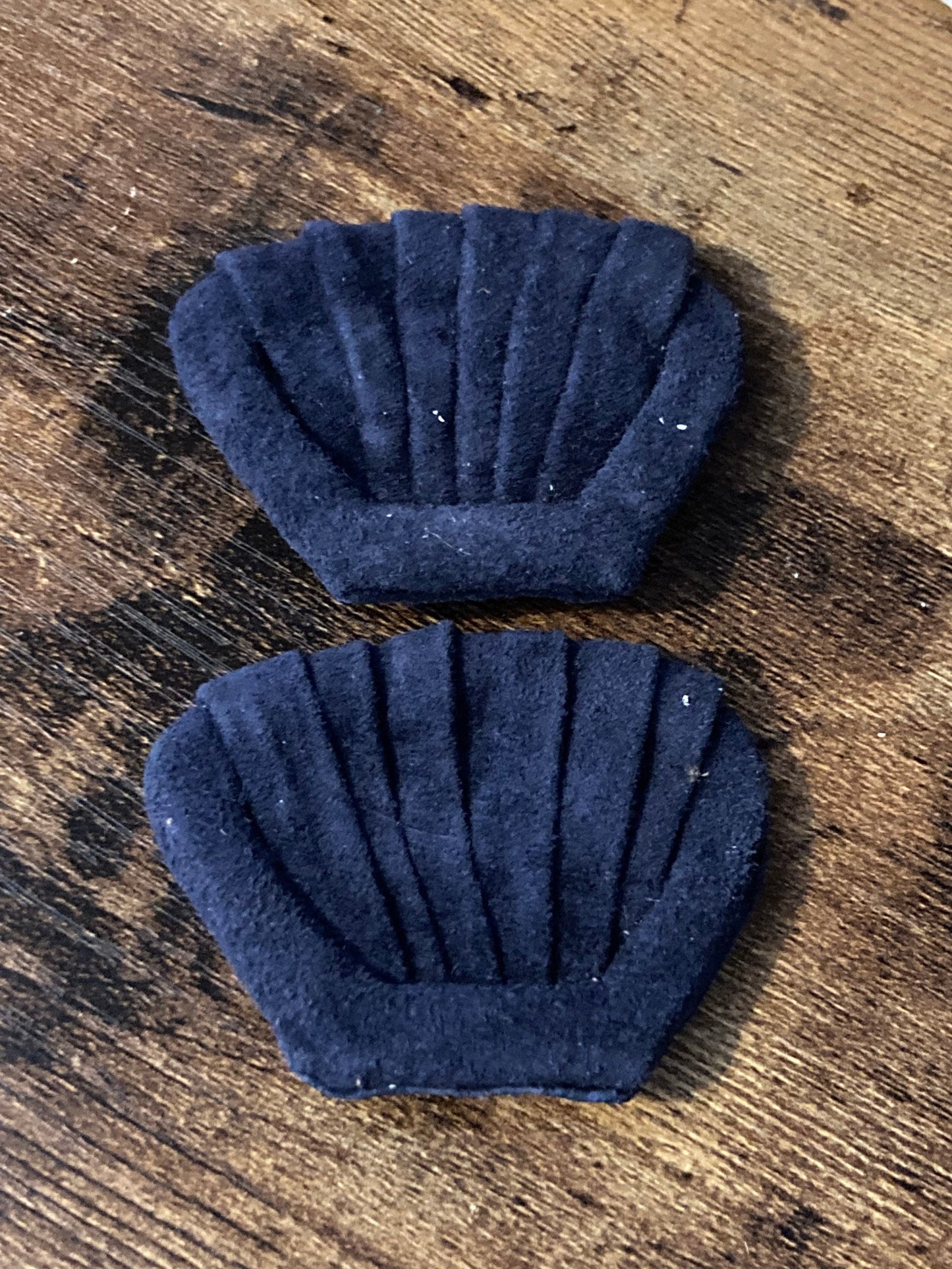 Navy Blue suede leather and gold tone shoe clips Vintage