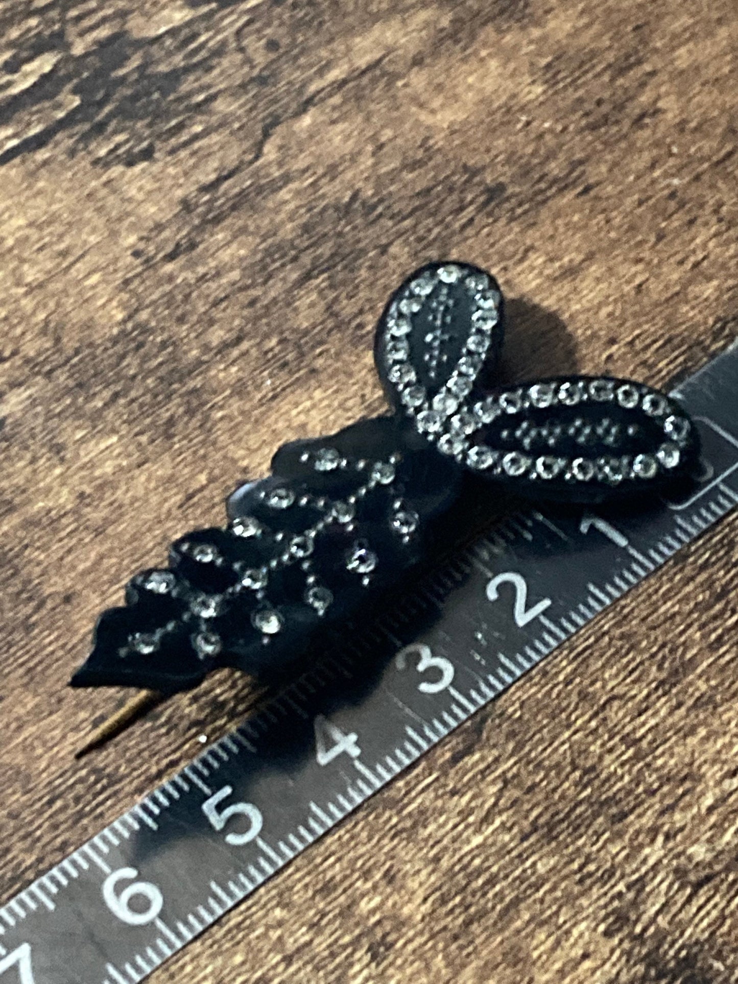 True Art Deco flash pin diamante paste rhinestone set black bakelite hat pin hairpin 1920s