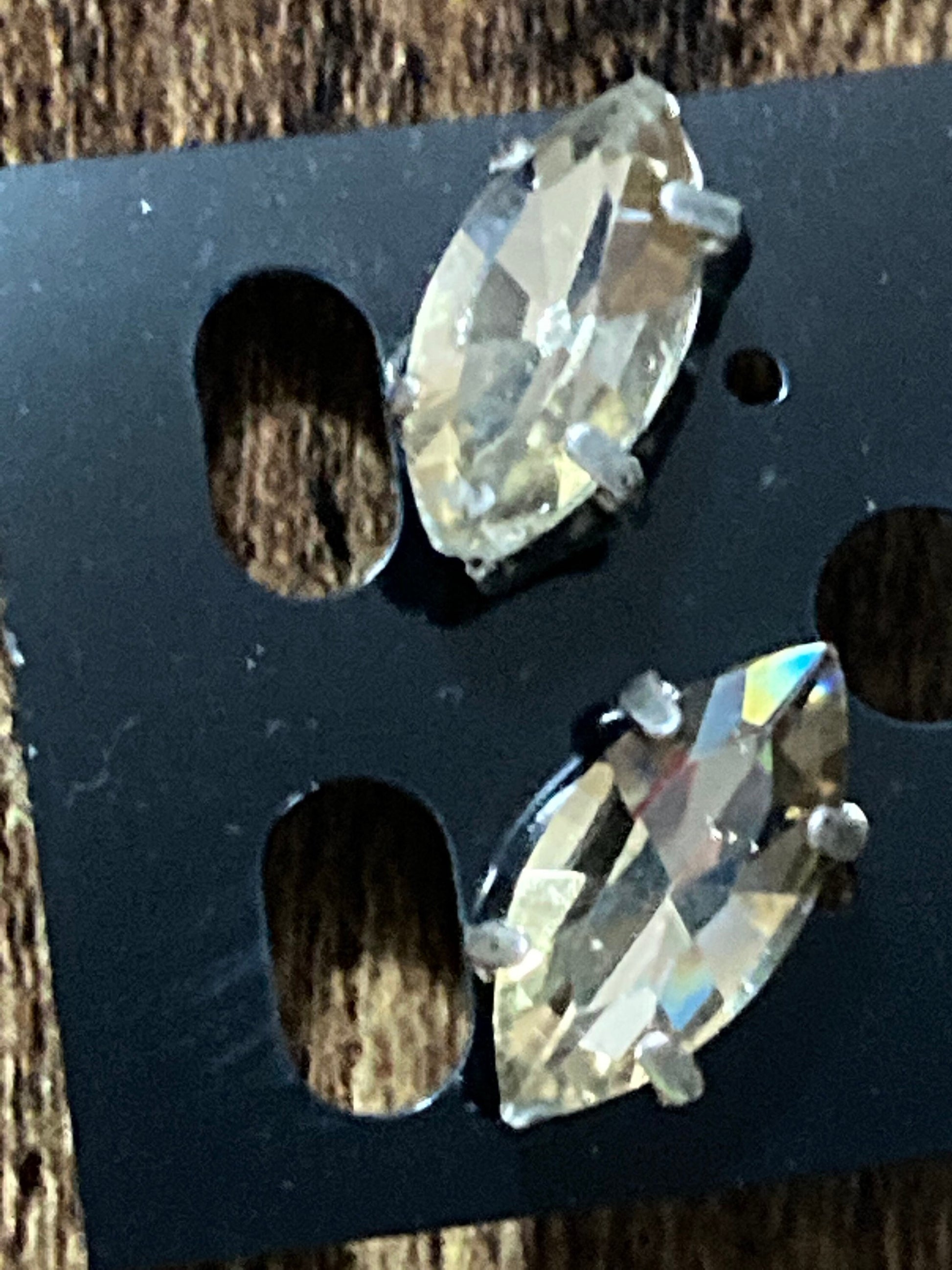 Citrine Topaz glass rhinestone silver plated navette crystal earrings pierced 15mm
