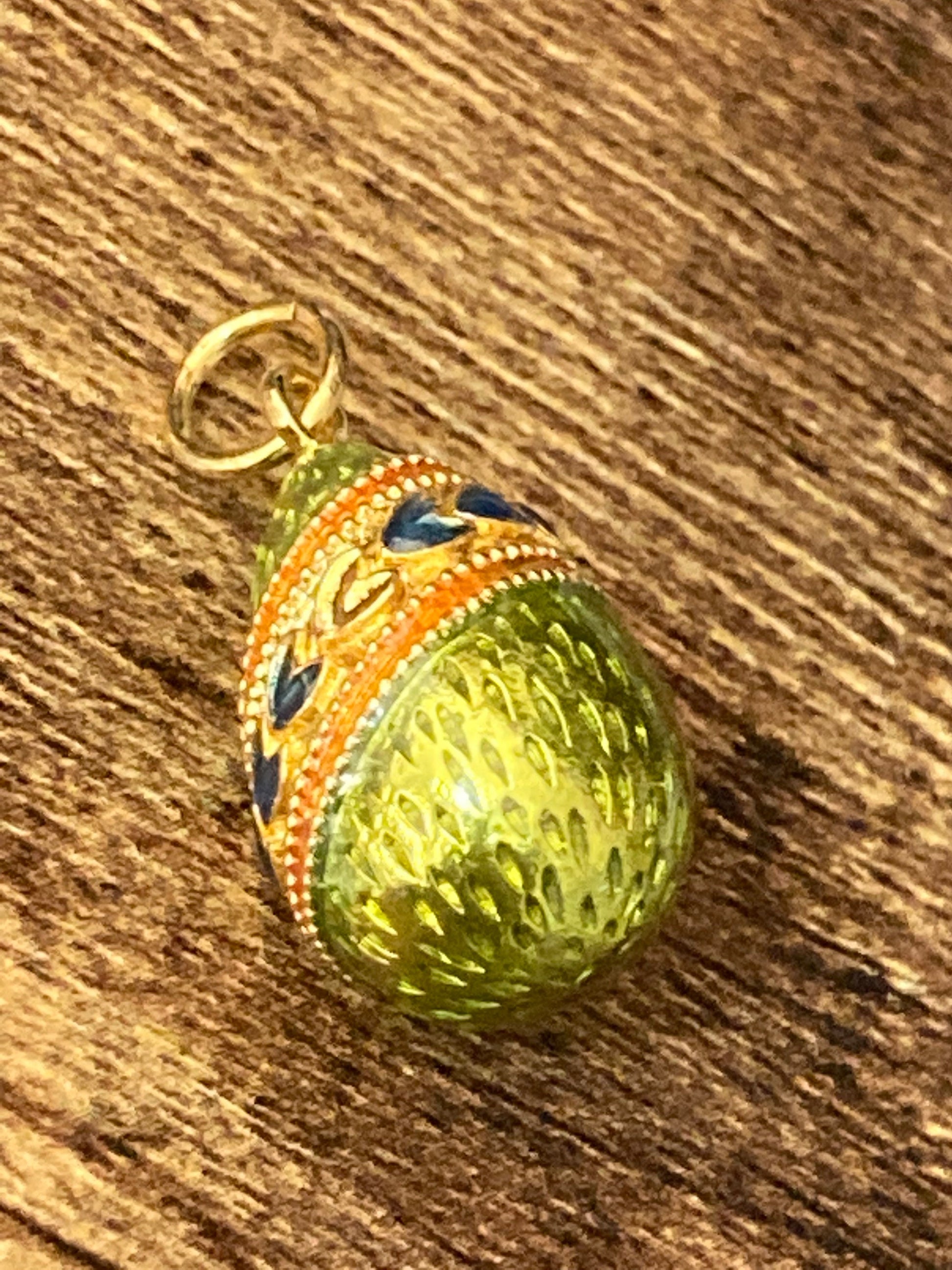 Joan Rivers Gold Plated Faberge Egg inspired enamelled charm pendant