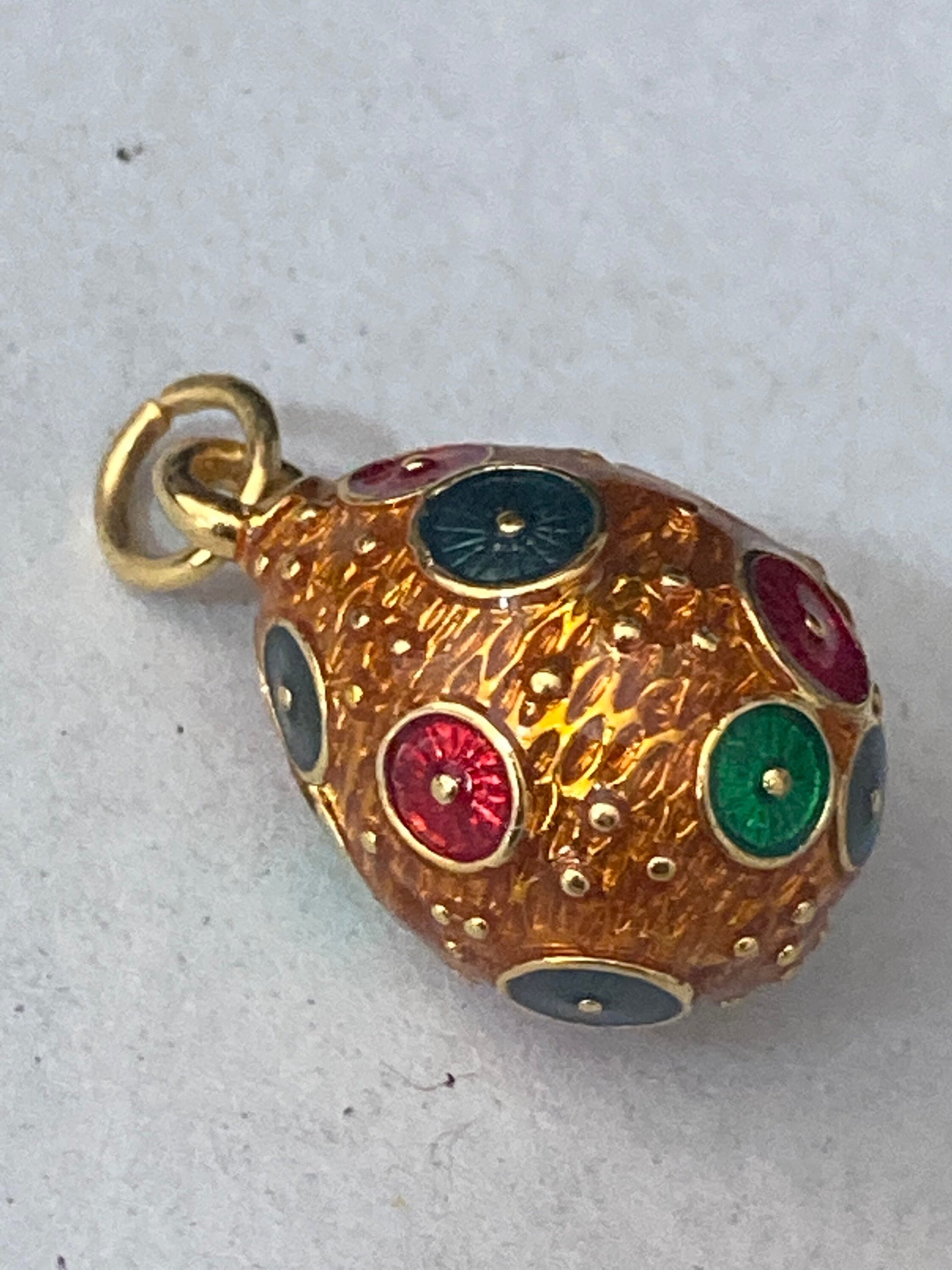 Joan Rivers Gold Plated Faberge Egg inspired enamelled charm pendant
