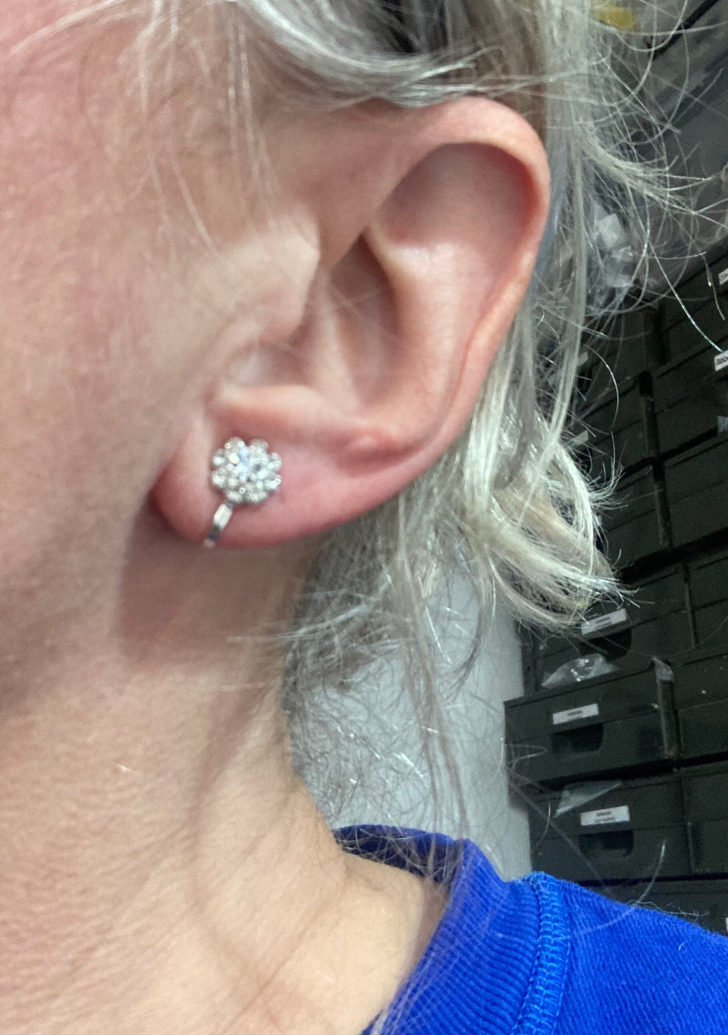 Small Retro clear cluster Diamanté Diamond Paste Rhinestone Clip On stud Earrings