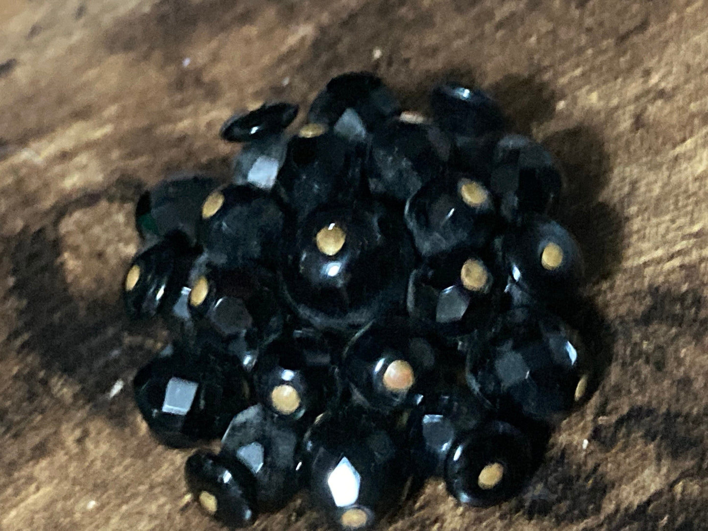 Vintage Black Glass Beaded Sparkly cluster brooch