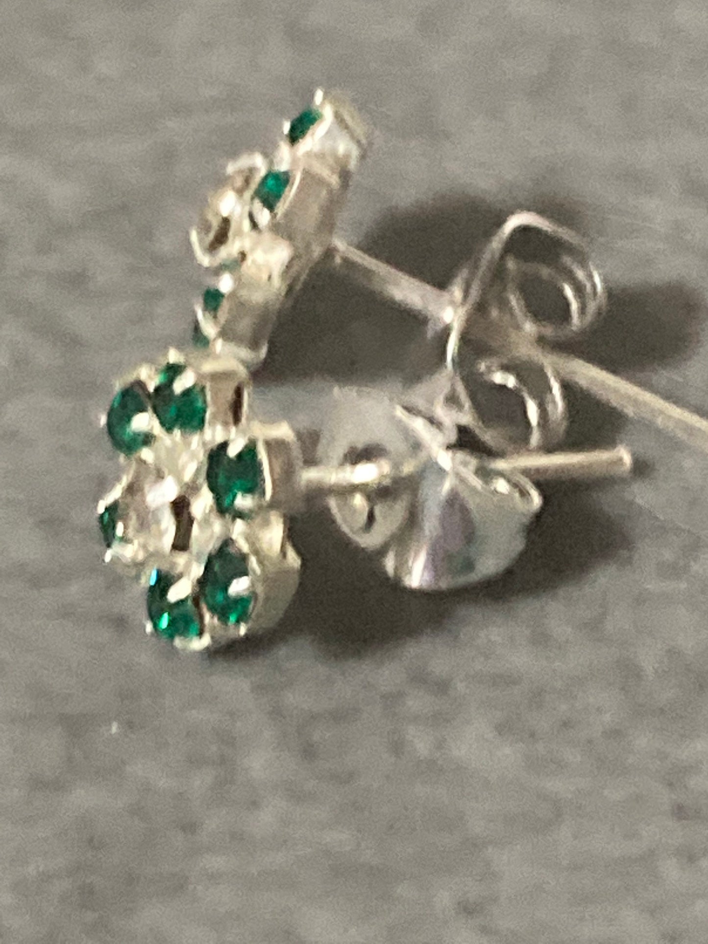Small 6mm diamanté stud earrings emerald green