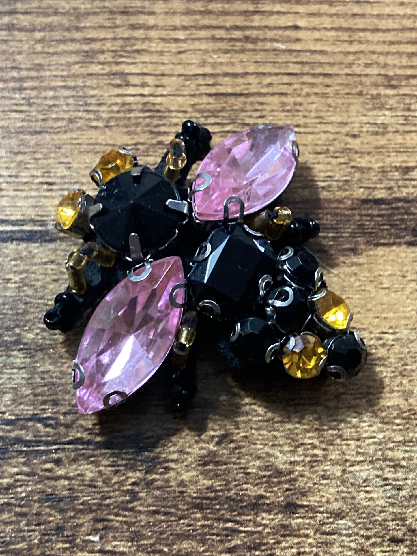 1 x LARGE 4cm gold pink diamanté bumble bee sew on embellishment craft
