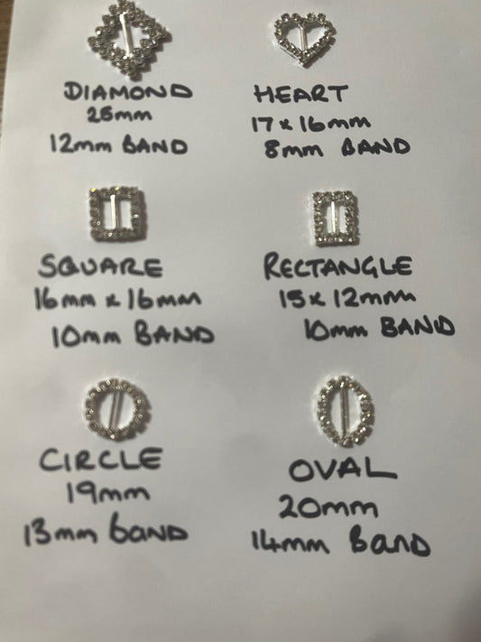 Miniature diamanté belt buckles various sizes